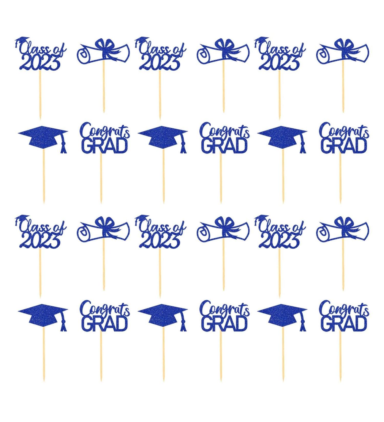Rianpesn Class of 2023 Cupcake Toppers | Graduation Cupcake Toppers Class of 2023 Graduation Cupcake Toppers Diploma Grad Caps Cake Toppers Picks for Graduation Blue - Buy Online on GoSupps.com