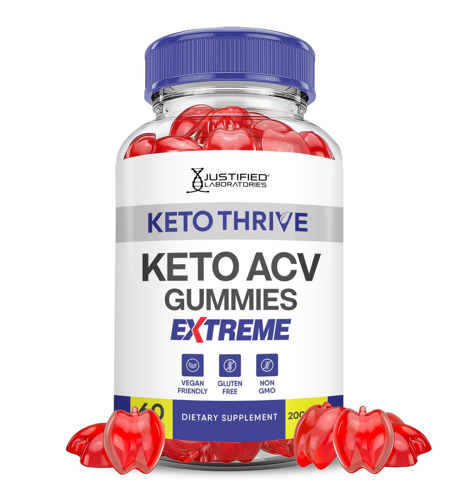 Keto Thrive Keto ACV Gummies 2000MG | Vegan Non-GMO Apple Cider Vinegar with Pomegranate & Beet Juice | 60 Count - Buy Online on GoSupps.com