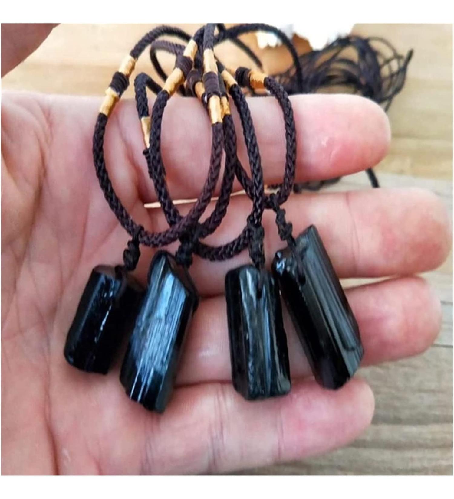 Minerals Stones Natural Crystal Black Tourmaline Stone Pendant Necklace Fashion Jewelry Crystal Stones Decoration ERTEYIN - Buy Online on GoSupps.com