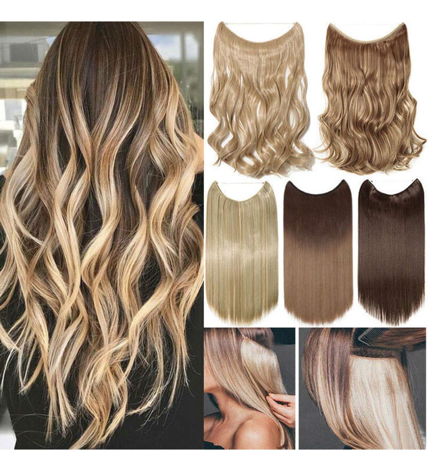 Shop Invisible Wire Hair Part Extensions - 40cm Curly Medium Brown Hairpieces for an Effortless Look - Buy Online on GoSupps.com