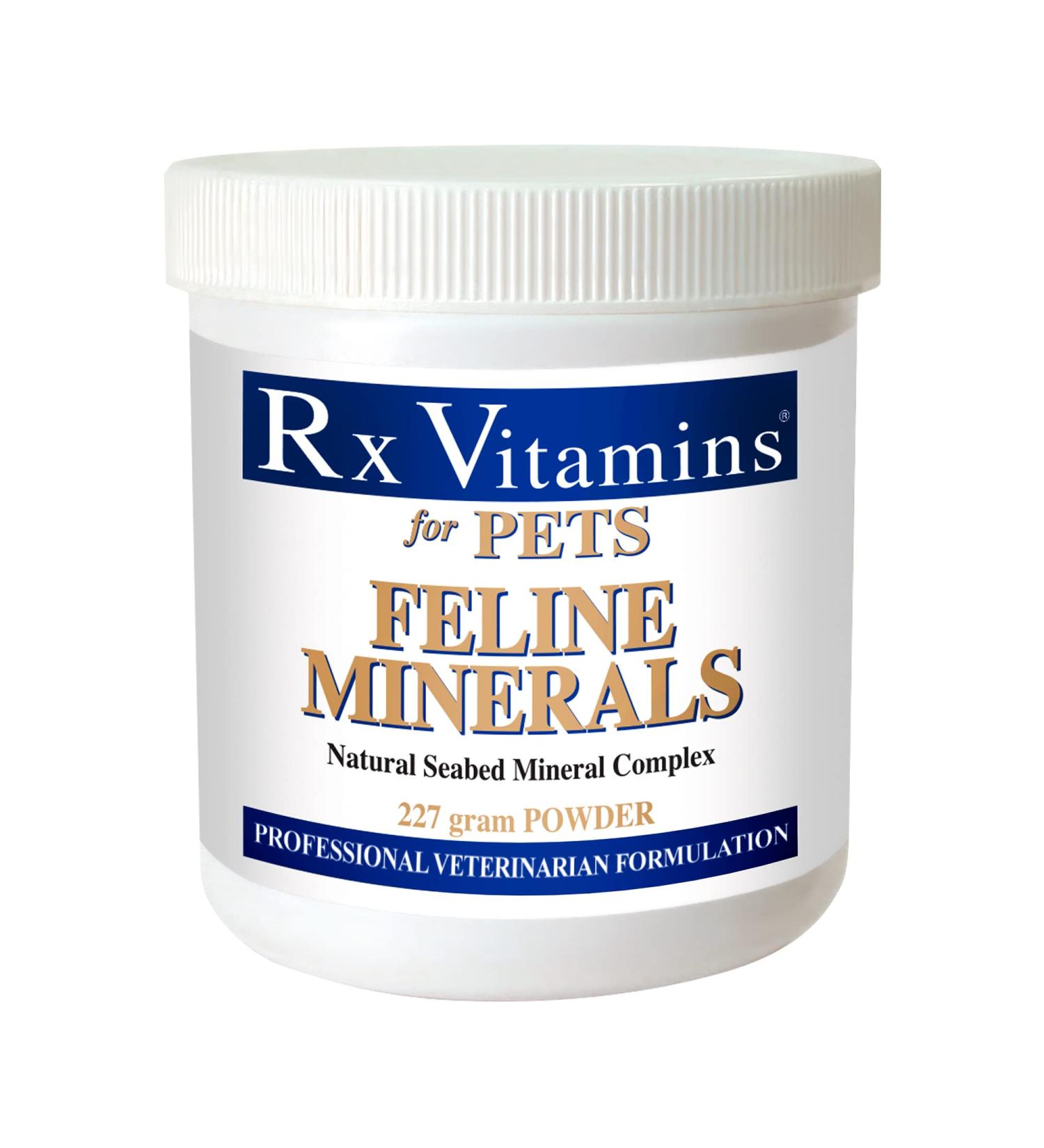 Rx Vitamins Feline Minerals - Mineral Powder with Calcium, Magnesium, Potassium, & Taurine for Cats - Cat Dental Care Plus Immune Support - 8 oz