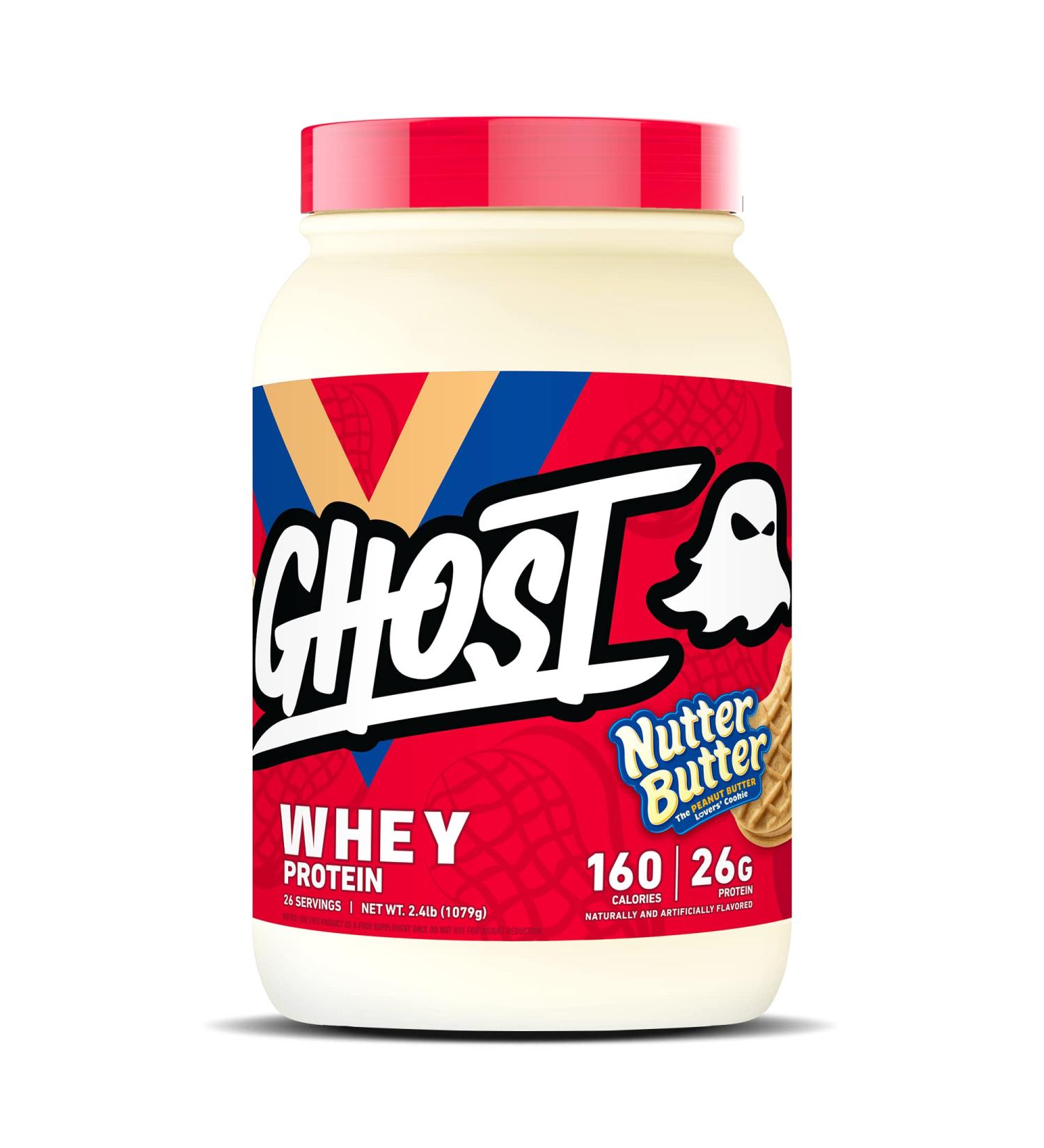 GHOST Whey Protein Powder Nutter Butter 2lb - 26g Protein Blend for Fitness & Nutrition | Post Workout Shakes, Smoothies, Baking - with Cookie Pieces - Buy Online on GoSupps.com