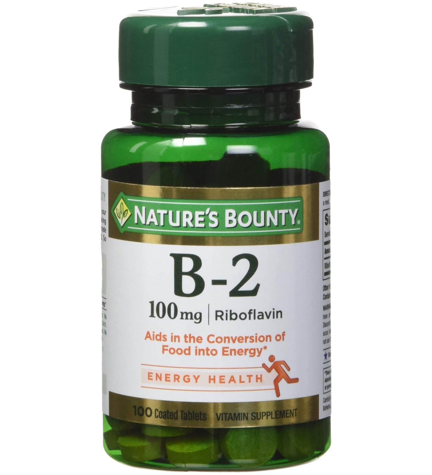 Nature's Bounty Vitamin B-2 100mg - Pack of 4 Coated Tablets - Buy Online on GoSupps.com