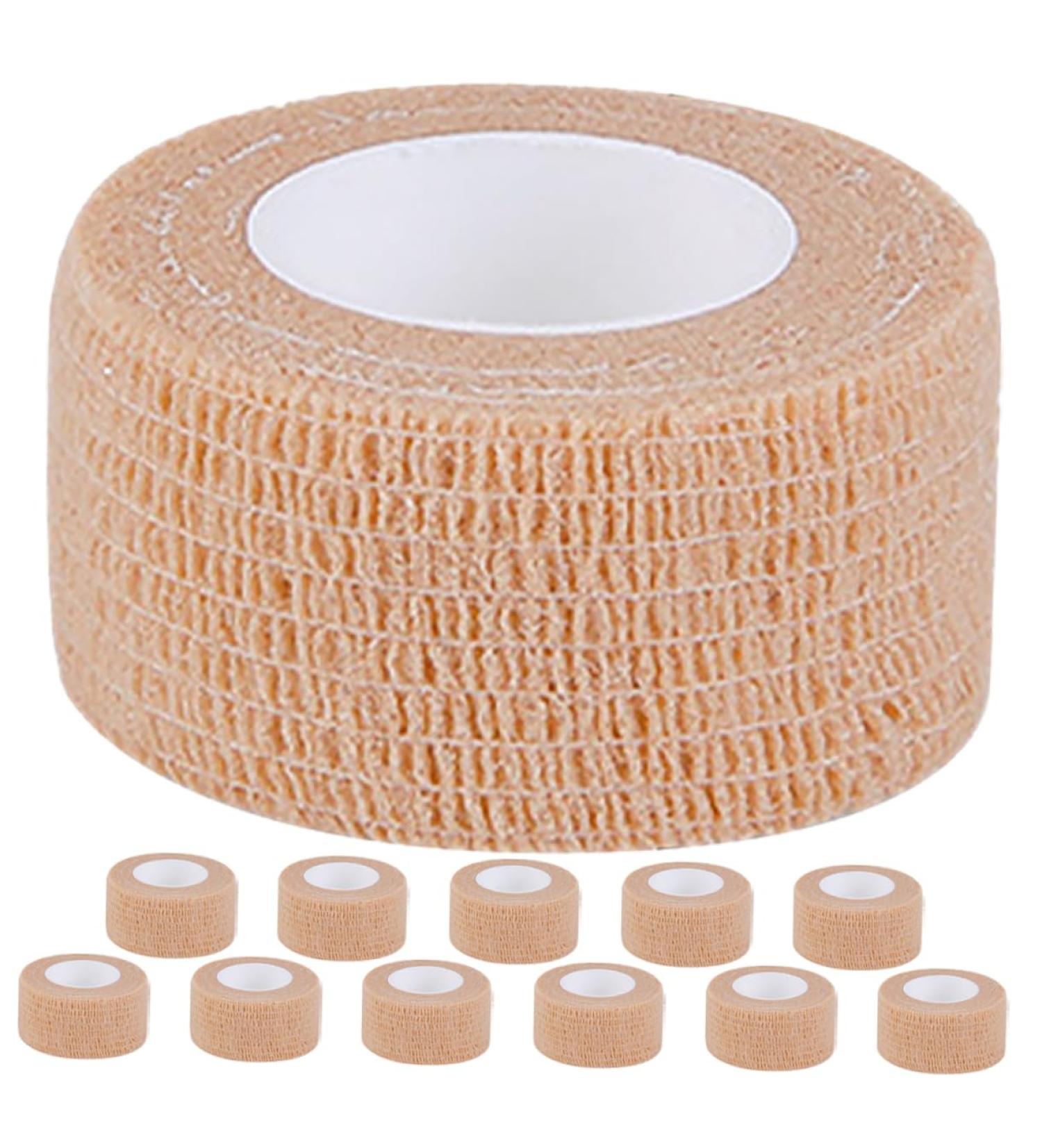 12 Rolls Self Adhesive Athletic Wrap - Finger & Toe Bandages for Sports Injuries - Non-Woven Fabric - Light Brown - Buy Online on GoSupps.com