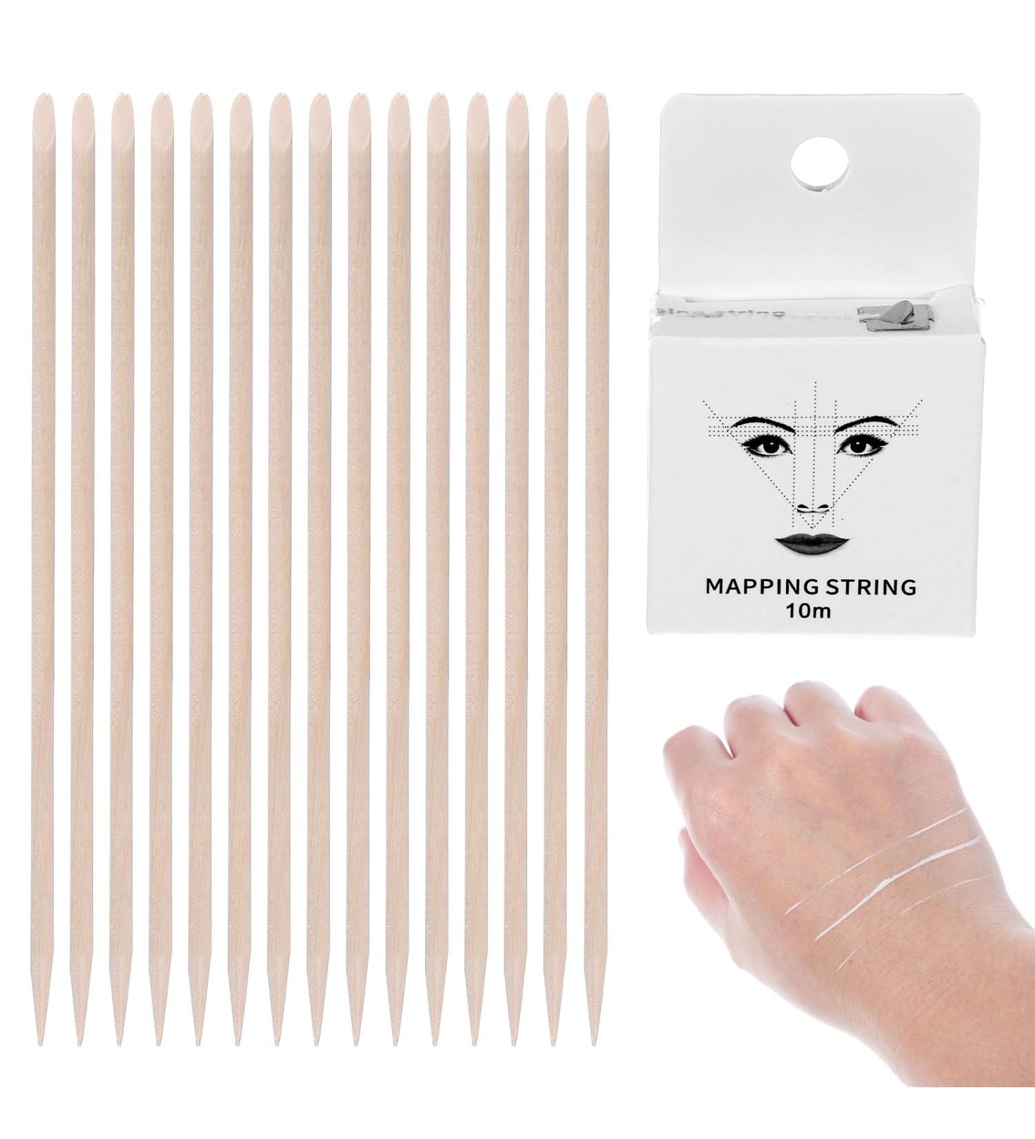 Beaupretty Eyebrow Mapping String Set for Microblading - Portable Ink Drawing Tool with Wooden Sticks | Shop Internationally - Buy Online on GoSupps.com