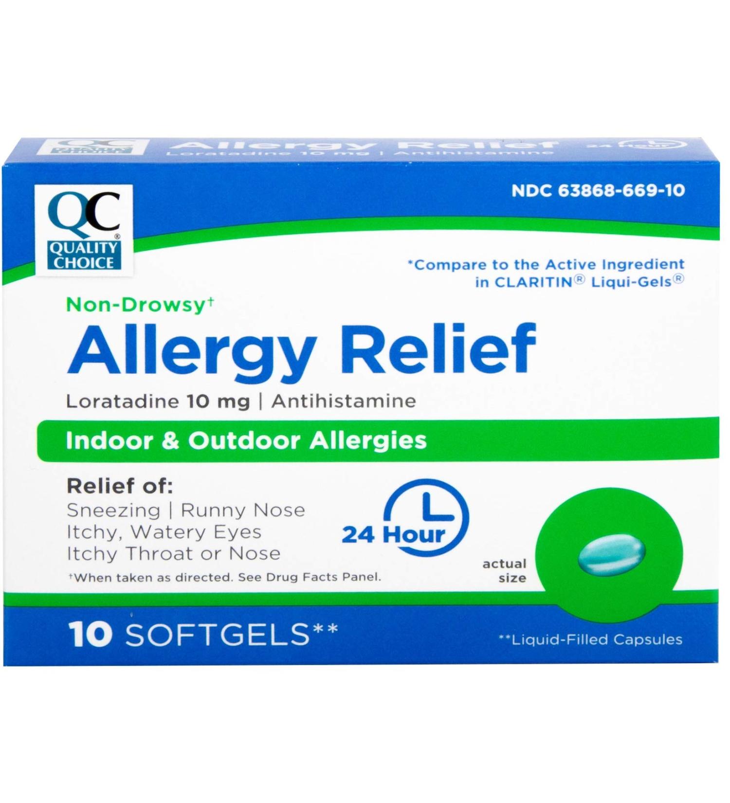 Quality Choice 24-Hour Non-Drowsy Allergy Relief - Loratadine 10mg Softgels (10 Count) - Buy Online on GoSupps.com