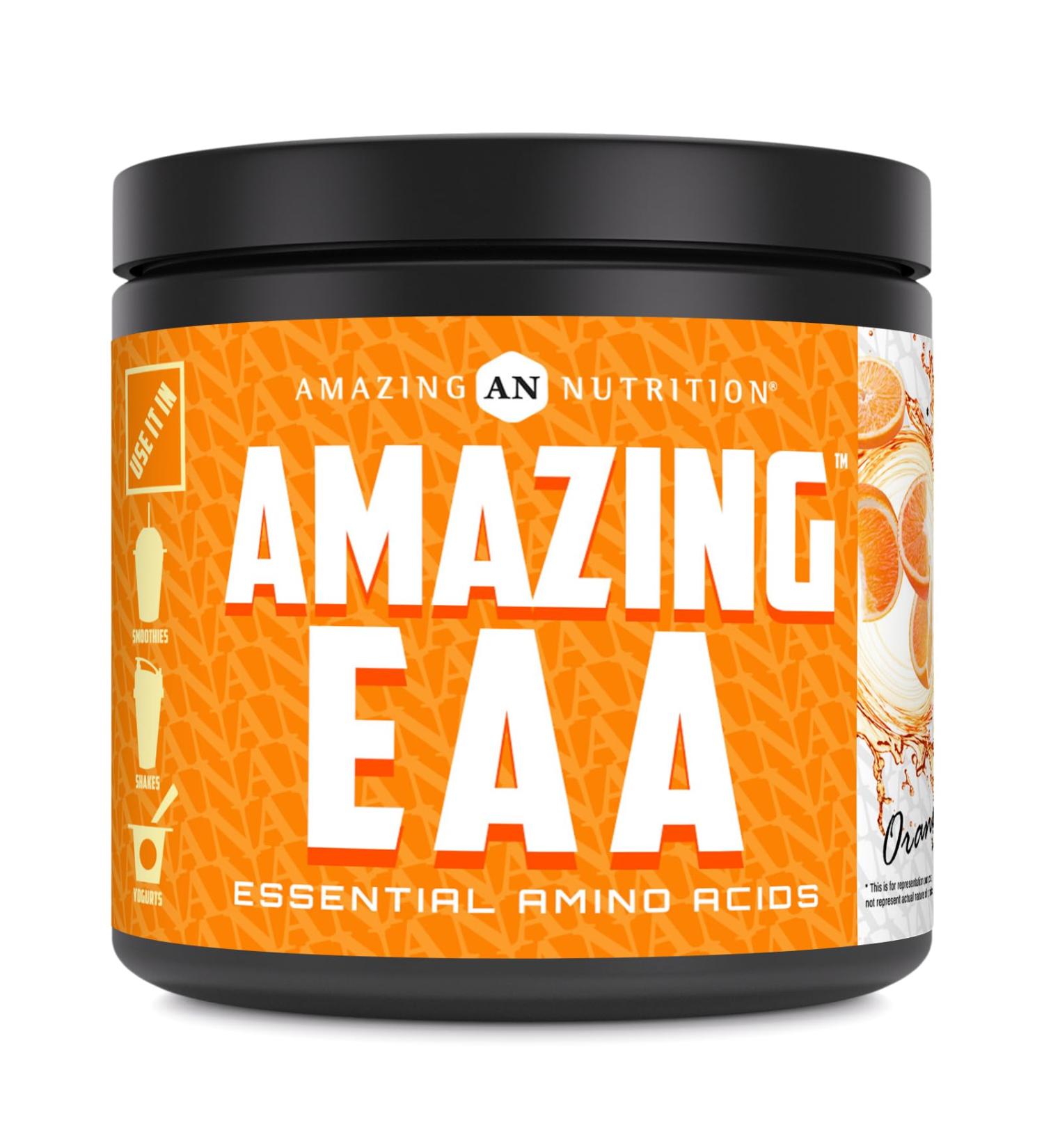 Amazing EAA Essential Amino Acids - 8g Per Serving | 30 Servings | 330g Powder Supplement | Natural Orange Flavor | Made in USA - Buy Online on GoSupps.com