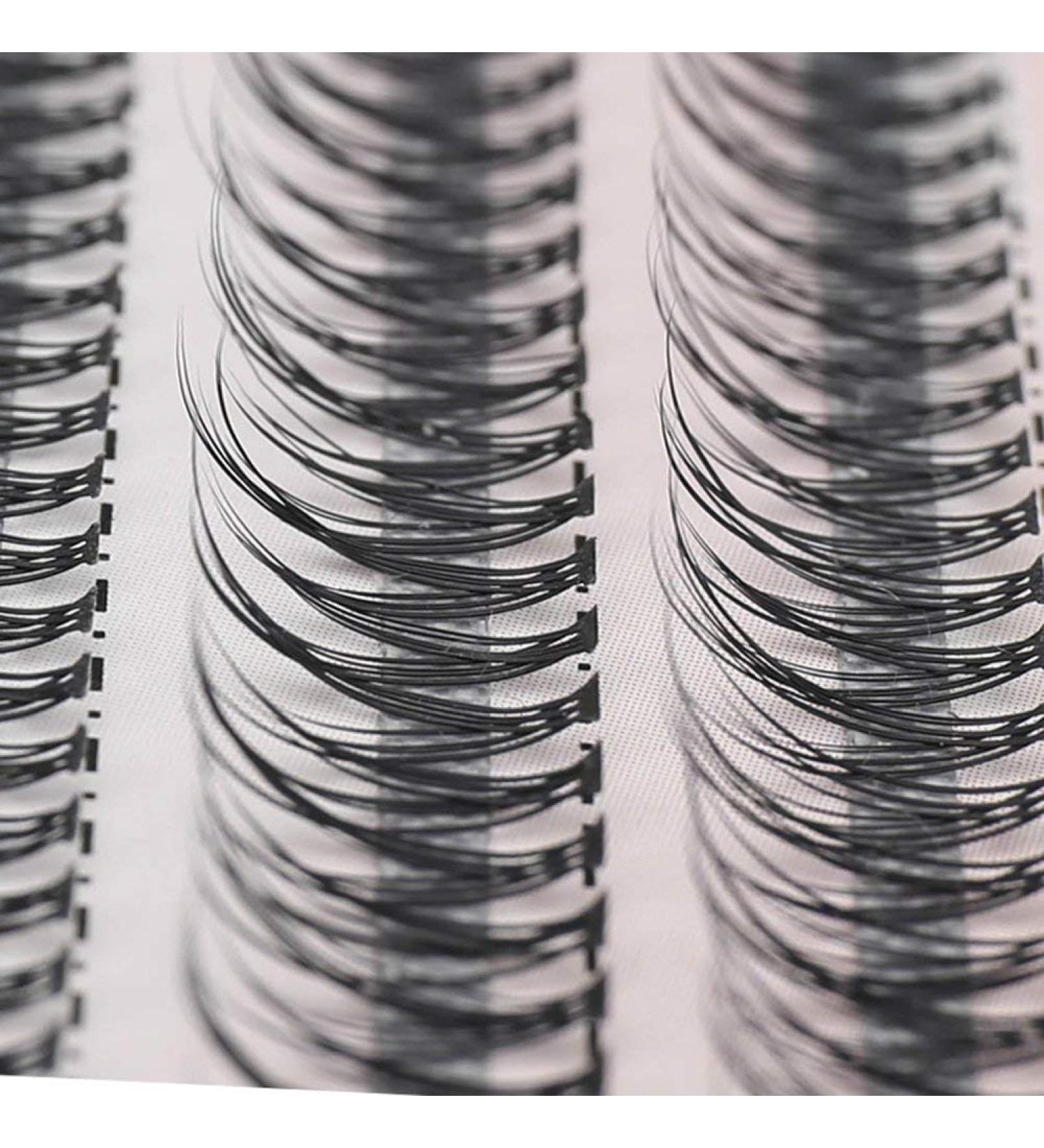 8mm/10mm/12mm/14mm/16mm Available Fishtail Design Individual False Eyelashes Cluster 12 Roots 0.07 C Curl Nature Long Black Soft Eyelashes Extensions Beauty Tools (16mm)