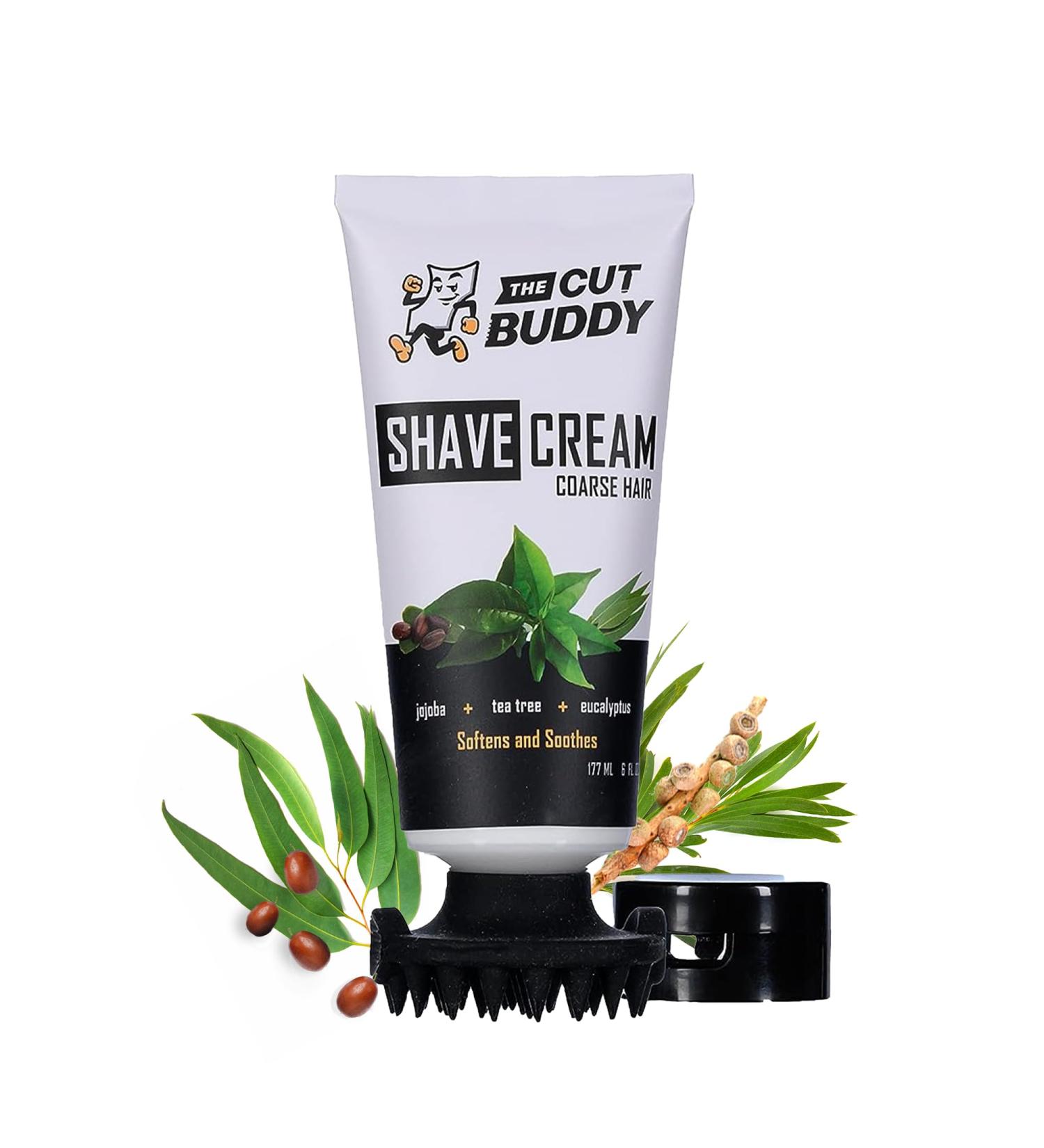 The Cut Buddy Shave Cream for Coarse Hair | Ingrown Hair Relief & Skin Comfort | Patented Exfoliator | Softens & Soothes | As Seen on Shark Tank | 6 Fl Oz | International Shipping Available - Buy Online on GoSupps.com
