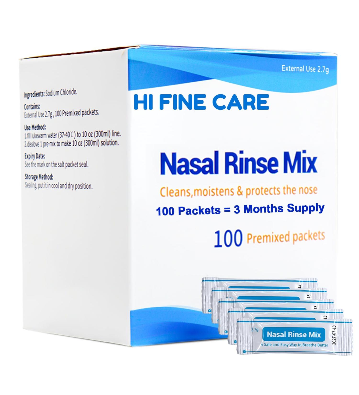 Neti Pot Saline Packets 100 Bags - 2.7g Neti Pot Individually Wrapped Saline Packets Nasal Irrigators Sinus Relief Sinus Care - Buy Online on GoSupps.com
