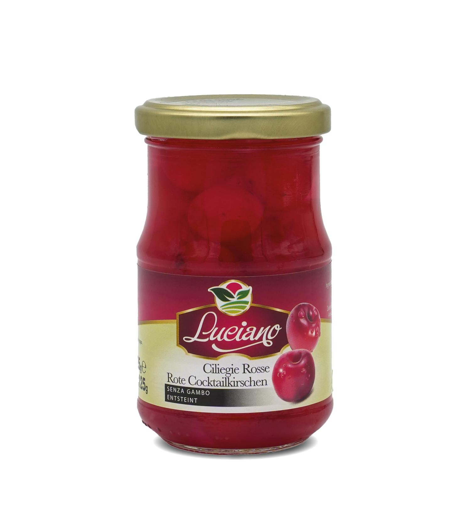 Luciano Cocktail Cherries Without Stem - 125g | Premium Maraschino Cherries for Cocktails & Desserts - Buy Online on GoSupps.com