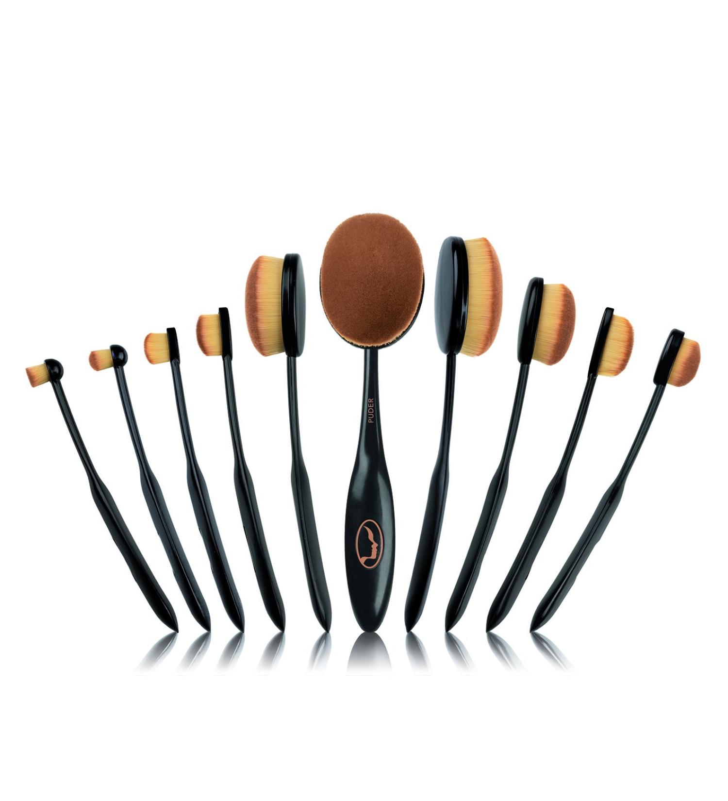 Vitalmaxx Make Up Brush Set Contouring Deluxe | Professional 10-Part Face & Eyeshadow Brush Set | Premium Cosmetic Brushes for Flawless Makeup - Buy Online on GoSupps.com