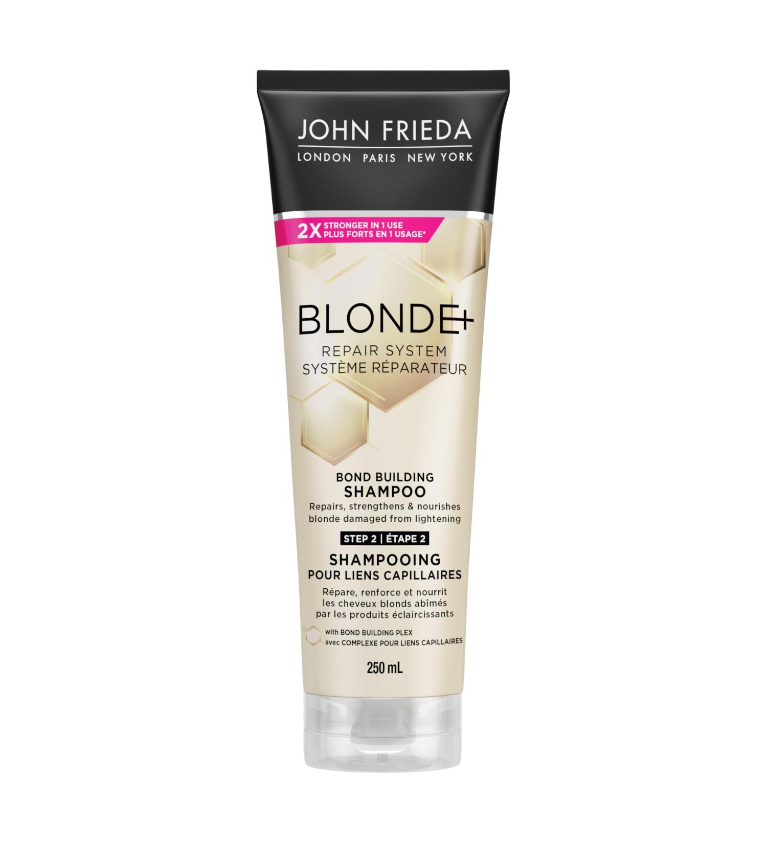 John Frieda Blonde+ Repair System Bond Building Shampoo| STEP 2 | Repairs Strengthens and Nourishes Blonde Damaged from Lightening 250mL - Buy Online on GoSupps.com