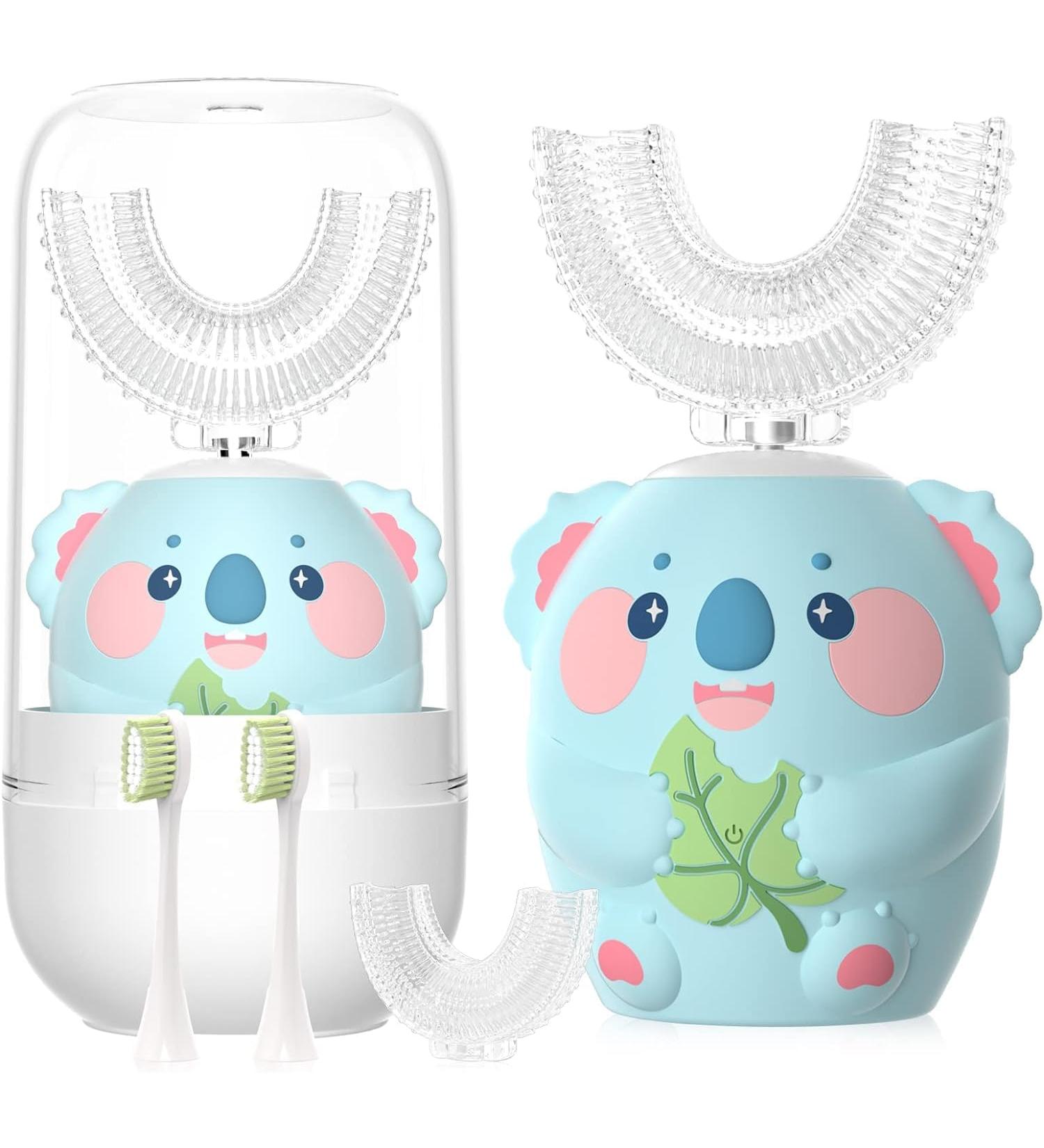 Buy Cartoon Kids U Shaped Electric Toothbrush - 360 Sonic Cleaning 4 Brush Heads Waterproof Age 8-15 - Blue Koala Design - Buy Online on GoSupps.com