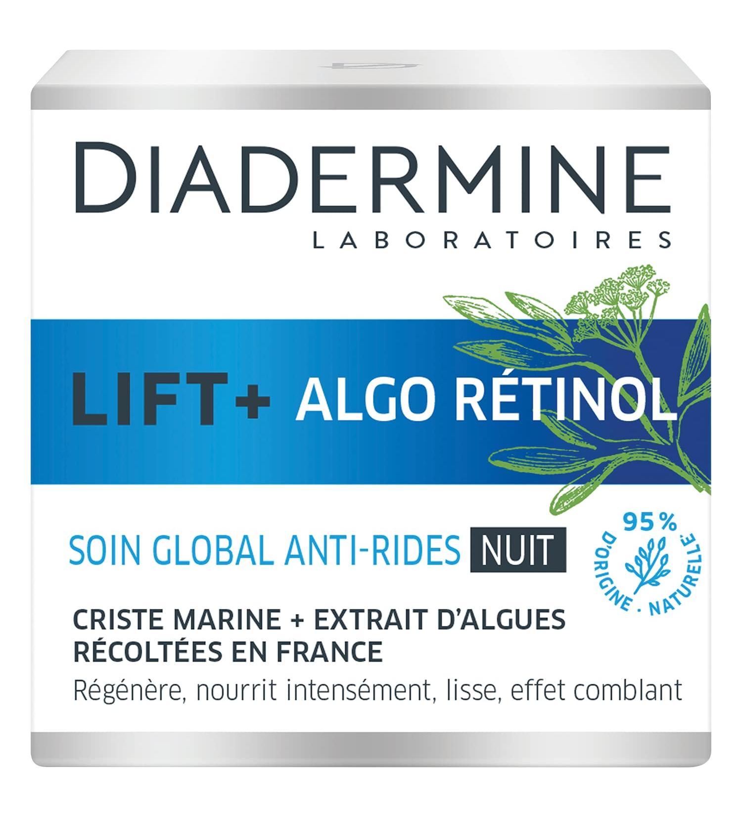 Diadermine - Lift+ Algo Retinol - Anti-Wrinkle Night Cream - Criste Marine and Algae Extract - Regenerates and Nourishes Intensely - Facial Care - Anti-Aging Care - 50ml Jar - Buy Online on GoSupps.com