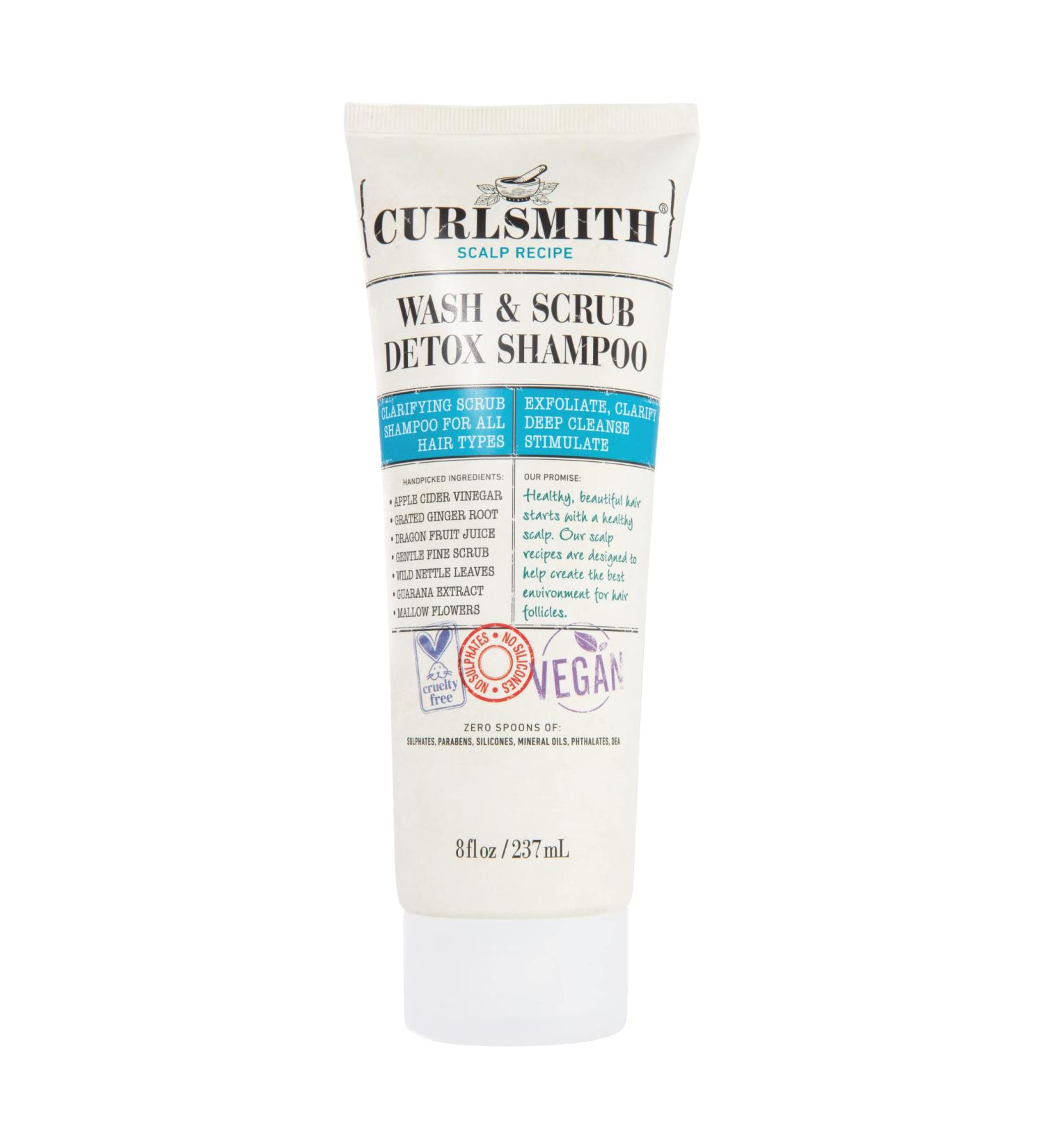 CURLSMITH Wash & Scrub Detox Shampoo - Vegan Exfoliating Clarifying Shampoo (8 fl oz) - Buy Online on GoSupps.com