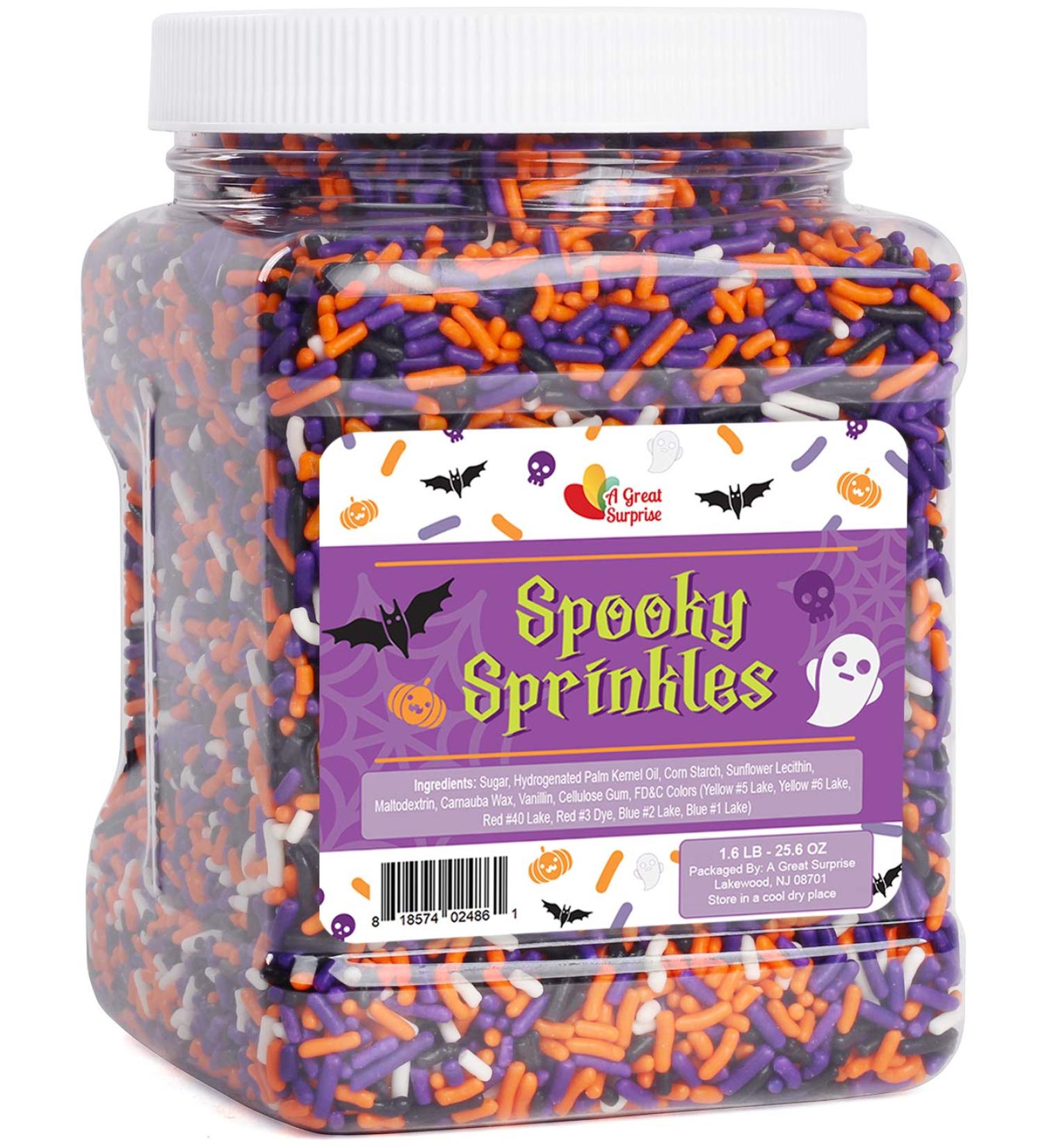 Halloween Sprinkles 1.6 LB - Orange, Black, Purple & White Jimmies - Bulk Sprinkles - Buy Online on GoSupps.com