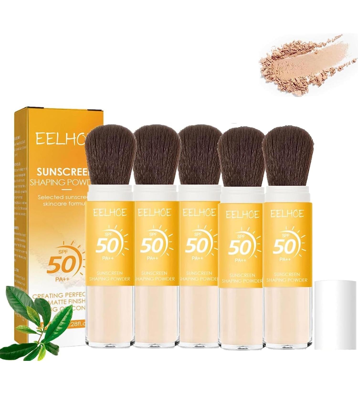 |Most Gifted| Mineral Powder Foundation Sunscreen - SPF 50 Loose Powder Sunscreen Setting Powder - Mineral Brush Powder - Oil Control Natural Matte Finish Powder Sunscreen For Face Makeup - 8g/0.28fl.oz (5pcs) - Buy Online on GoSupps.com