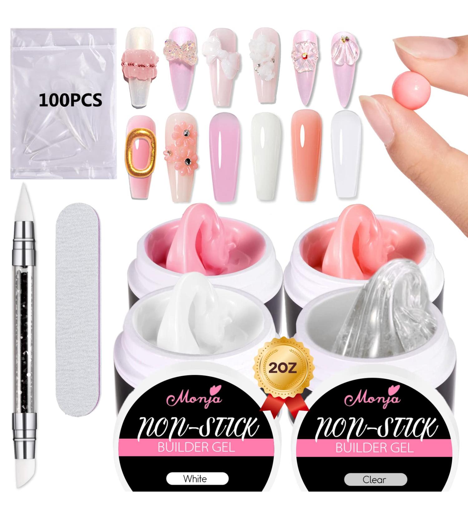 Monja Nail Thickening Solution Kit - Hard Gel for Nails with Tips, Extension & Sculpture - 3D Modeling DIY Manicure Set - Buy Online on GoSupps.com