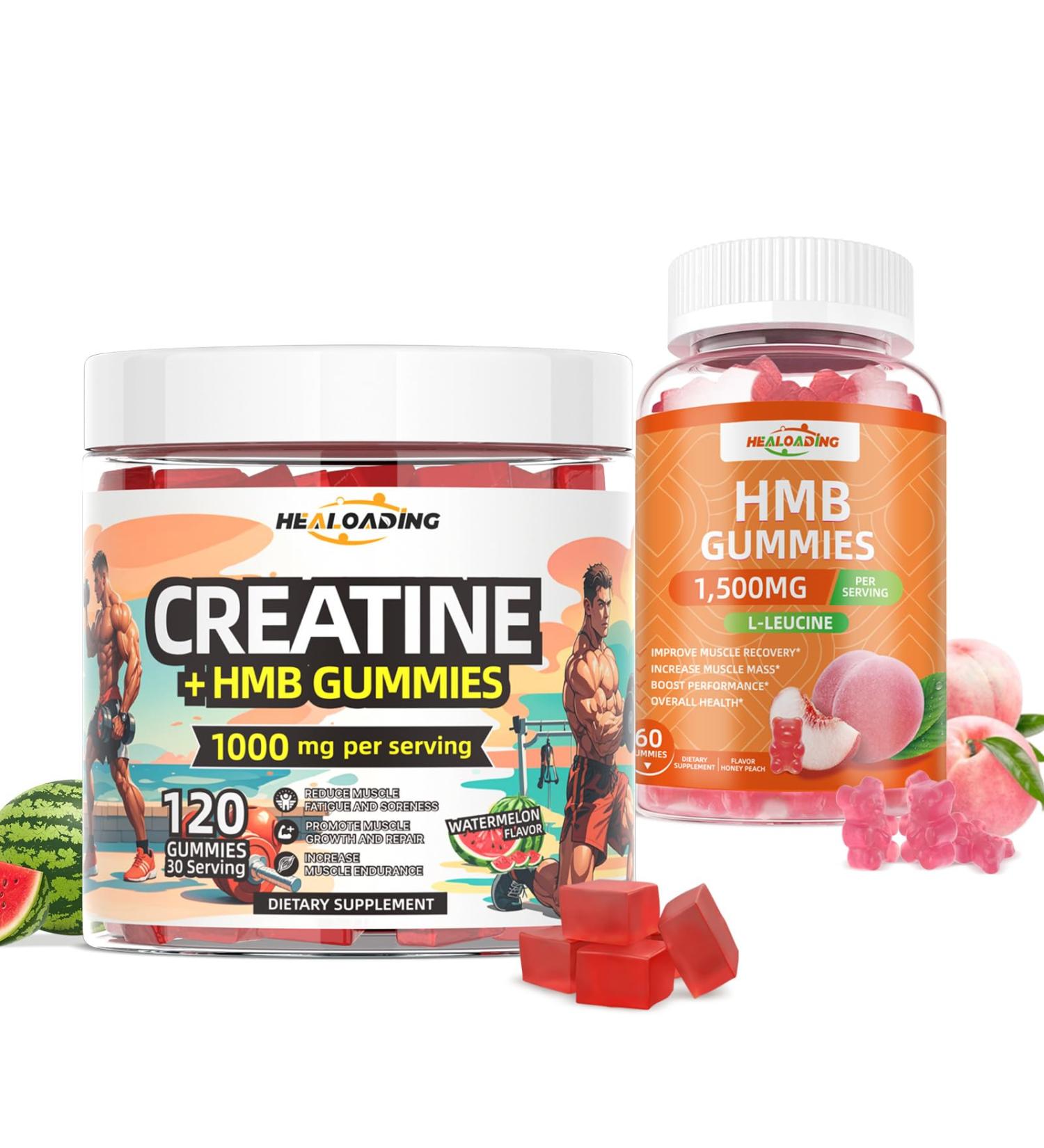 HEALOADING Creatine Monohydrate Gummies HMB Supplements for Men - Creatine and HMB Supplement for Boost Strength Performance Build Muscle Supports and Muscle Growth & Recovery - Buy Online on GoSupps.com