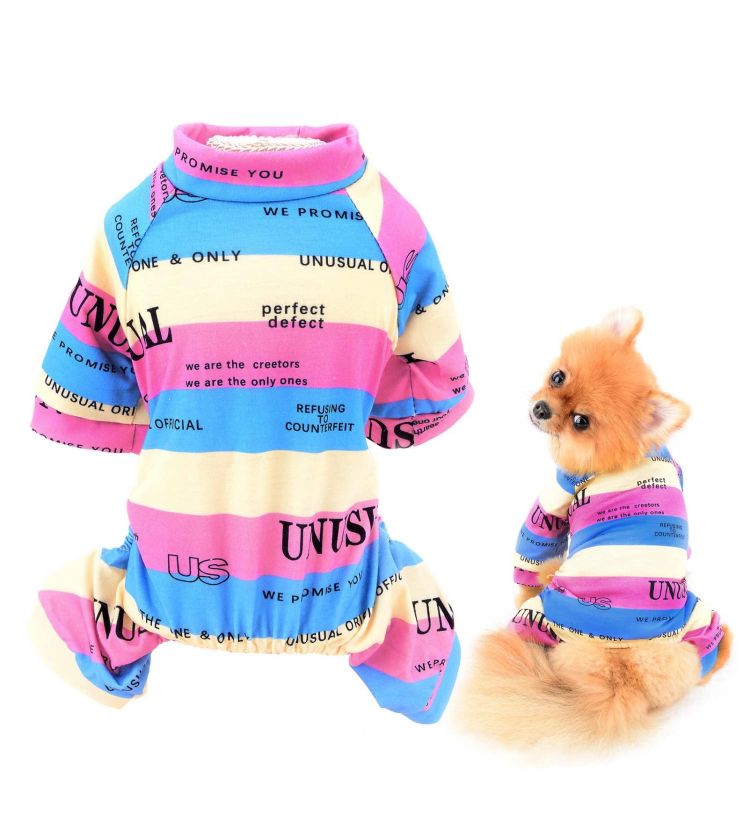 Smalllee Lucky Store: Multicolored Striped Cotton Pajamas for Small & Medium Dogs & Cats | Stylish Nightwear for Yorkies & Chihuahuas in Pink - XXL Available - Buy Online on GoSupps.com