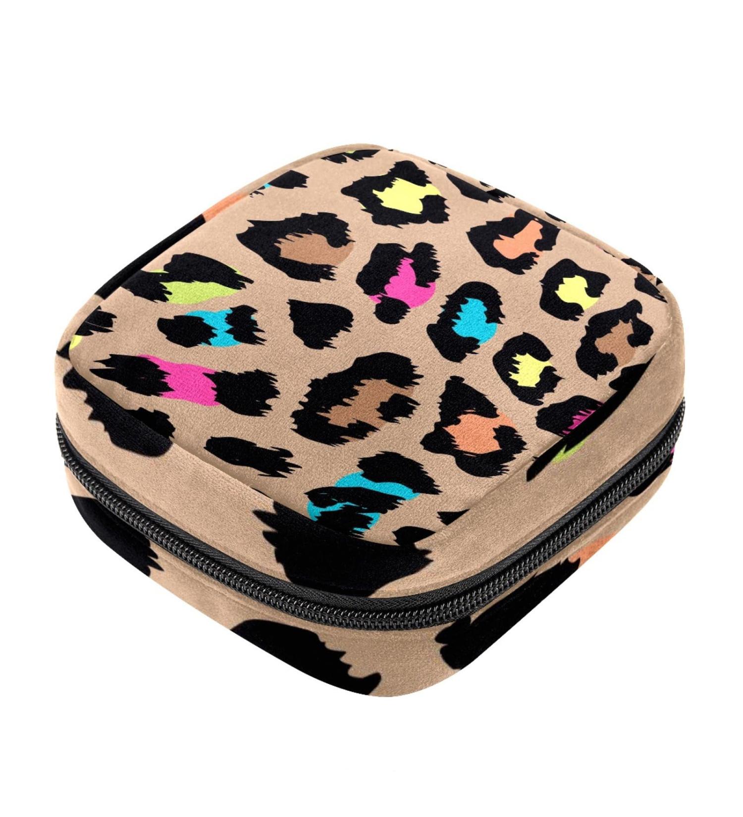 Colorful Leopard Print Sanitary Napkin Storage Bag - Portable Period Kit Pouch for Menstrual Cup, Nursing Pad, Tampons - Feminine Product Holder - Color 8 - Buy Online on GoSupps.com