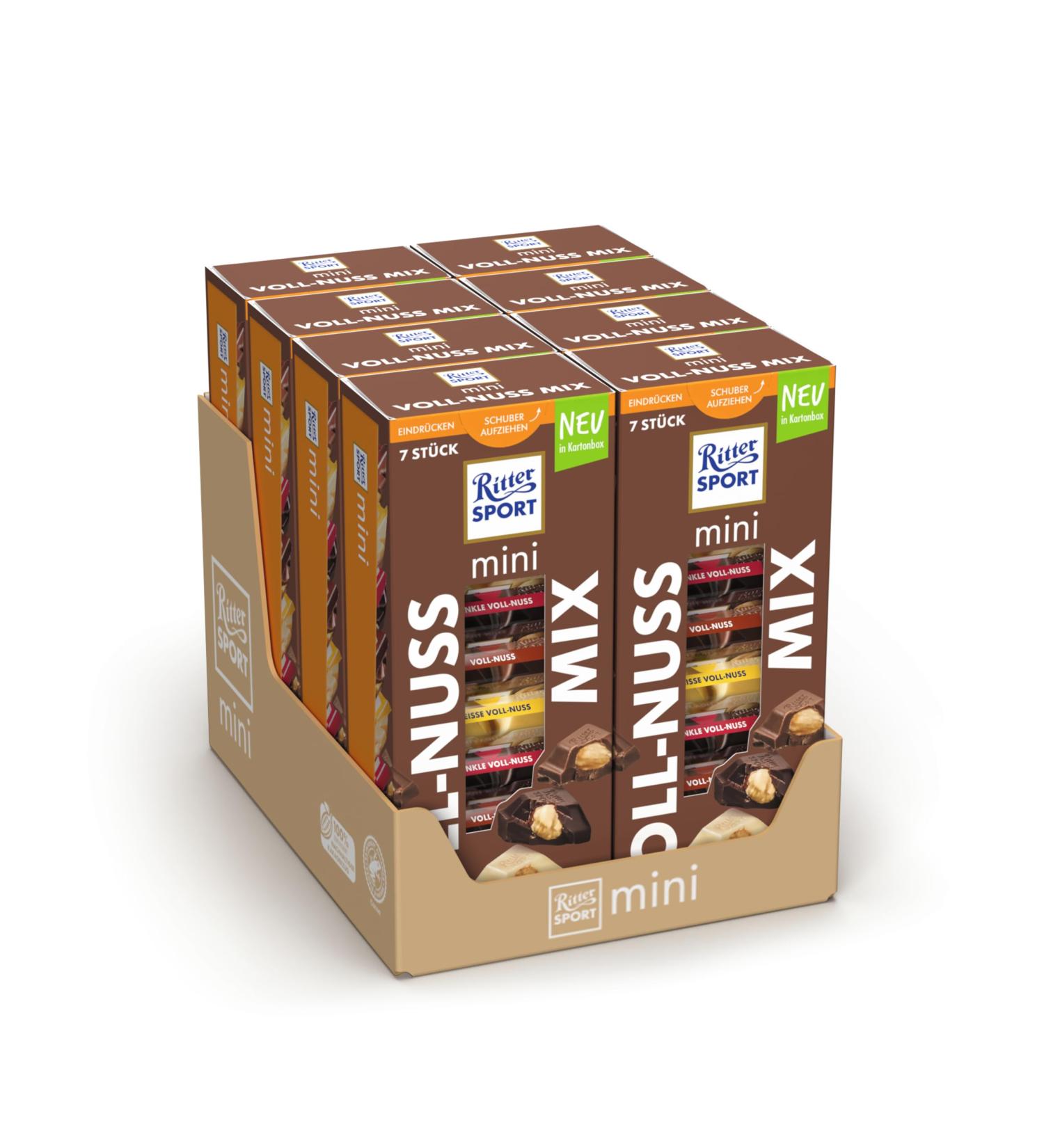  Ritter Sport RITTER SPORT Mini Tower 116g Special Nuts Chocolate Mix 3 Flavors Extra Milk Chocolate with Hazelnuts Dark Chocolate with Hazelnuts White Chocolate with Hazelnuts 8 Mini Tower of 7 Pieces - Buy Online on GoSupps.com