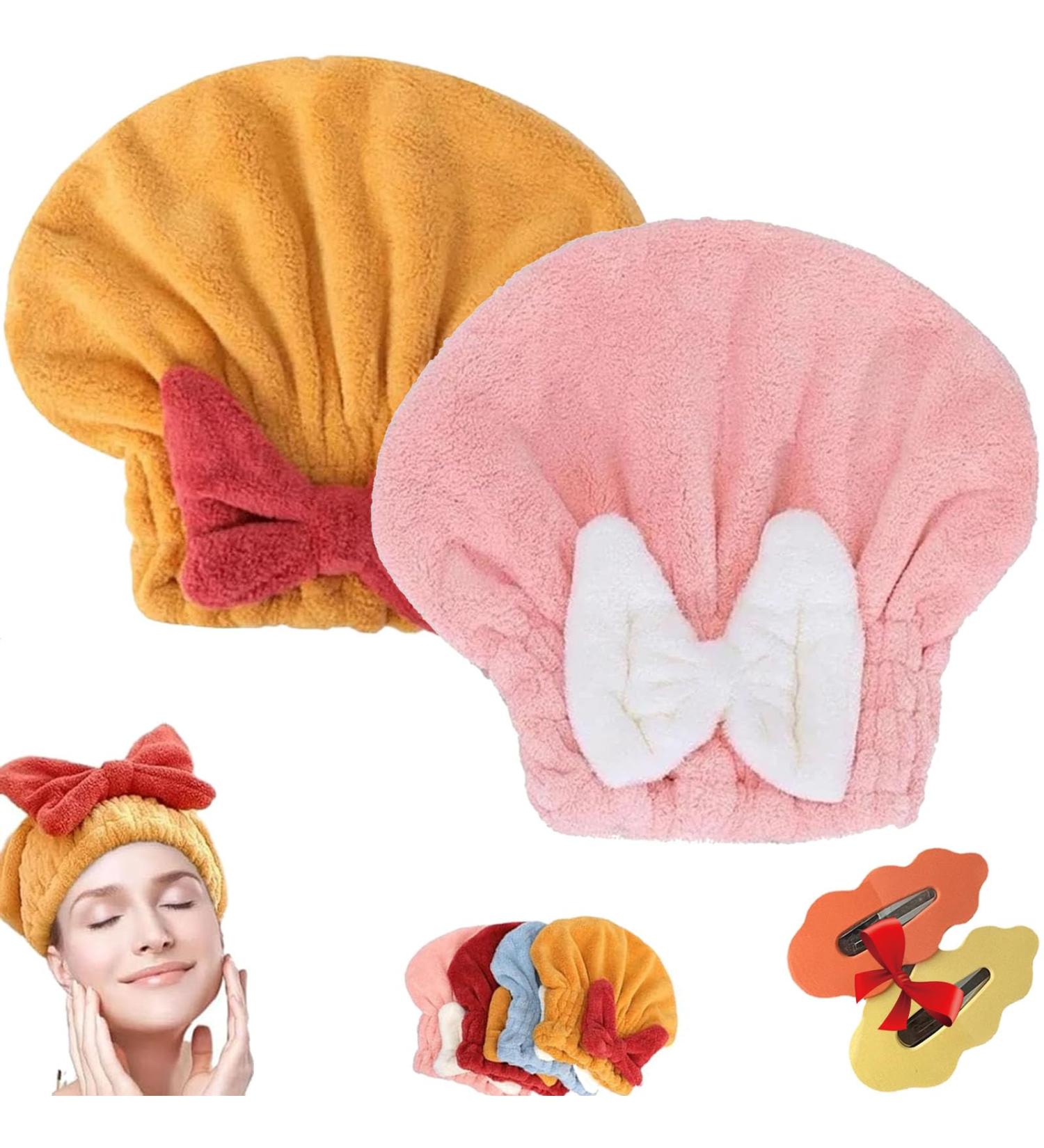 Super Absorbent Microfiber Hair Towel Wrap Set - Quick Drying Reduces Frizz Portable & Easy to Use for All Hair Types (2 Pcs - Buy Online on GoSupps.com
