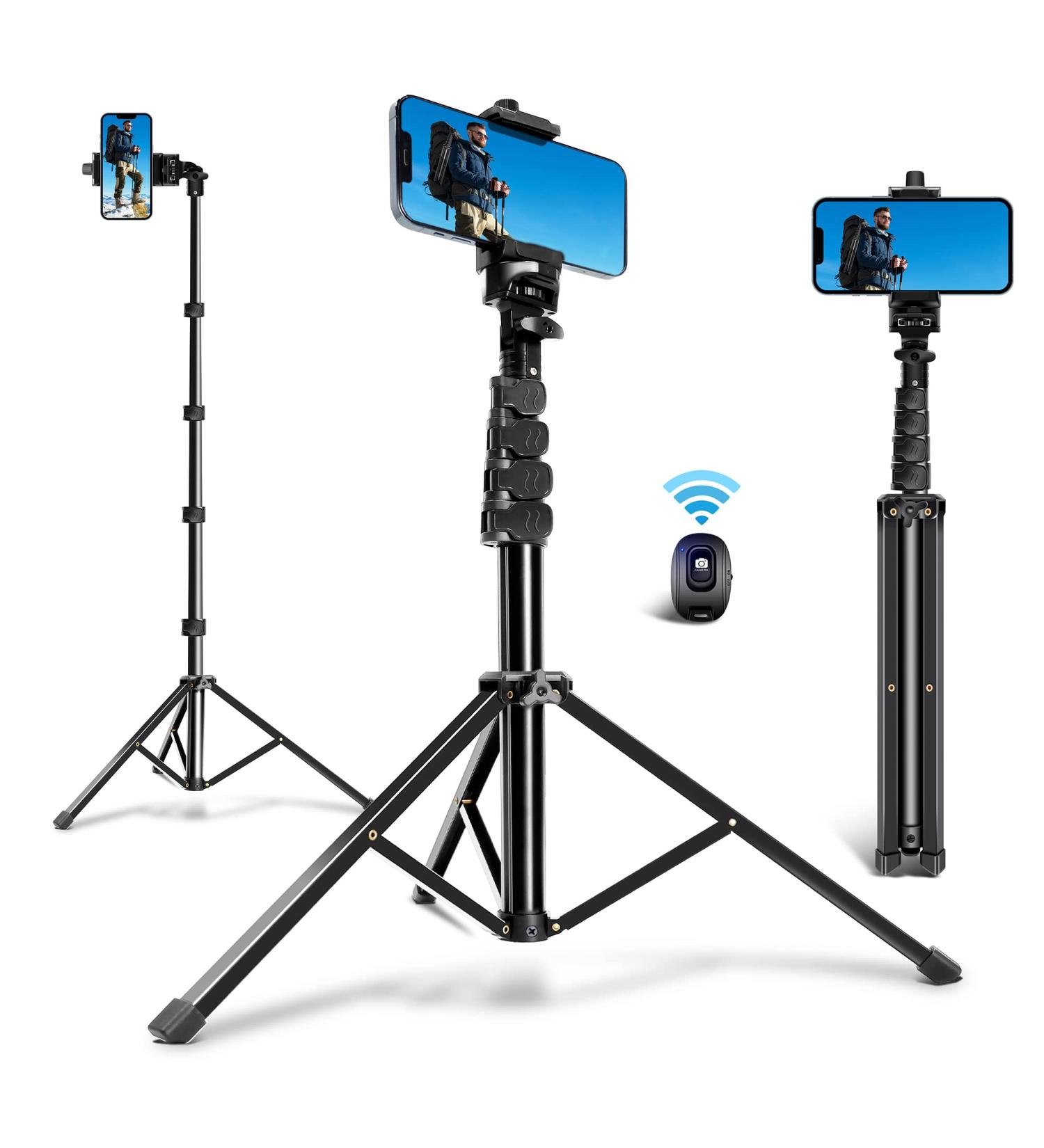 64 Inch Phone Tripod Selfie Stick with Wireless Remote - Perfect for Group Selfies, Live Streaming & Video Recording - Compatible with All Cellphones - Buy Online on GoSupps.com