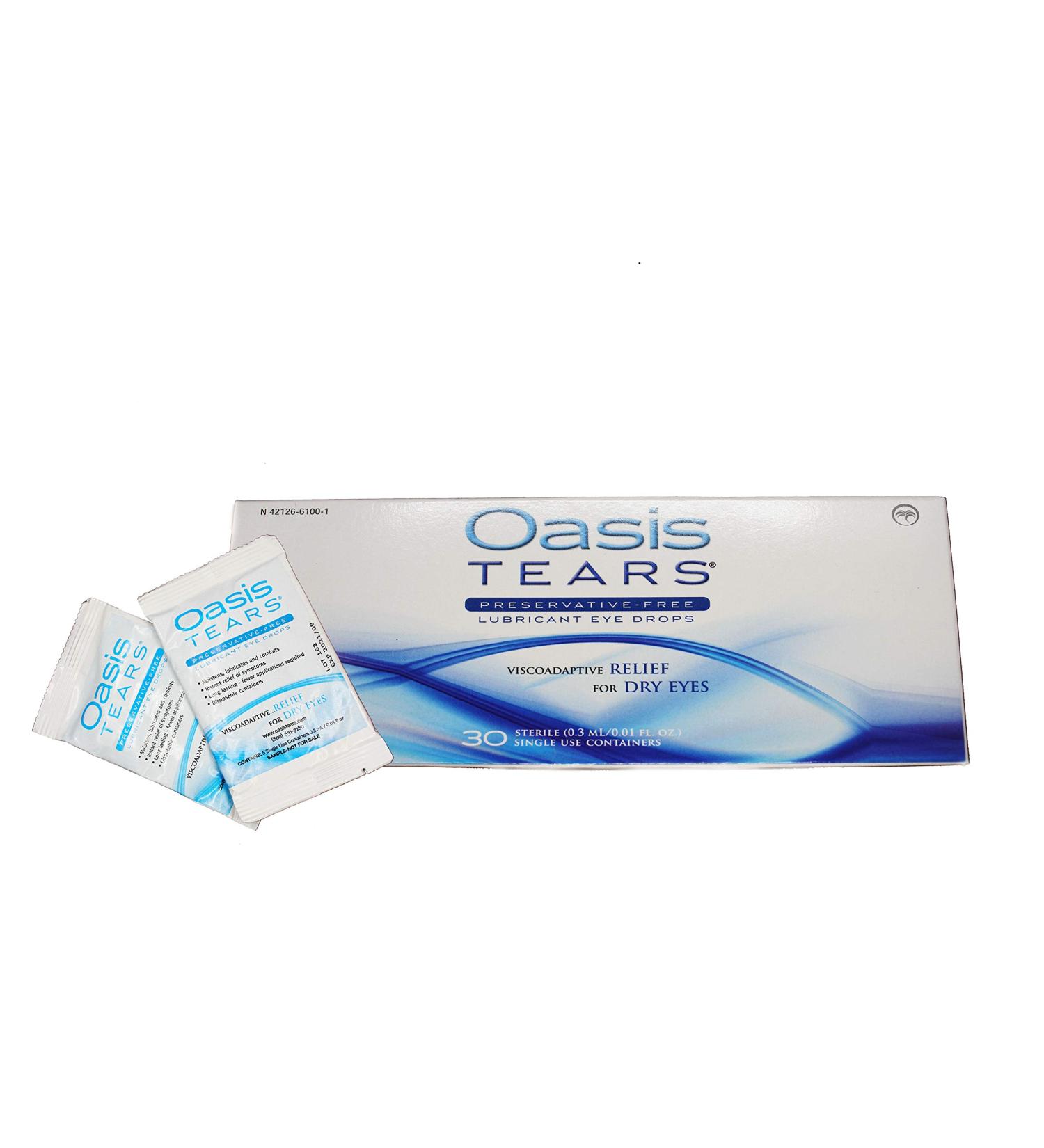 Oasis Tears Preservative-Free Lubricant Eye Drops 40 Vials (1 Box of 30 Vials and Two 5 Vial Packets)