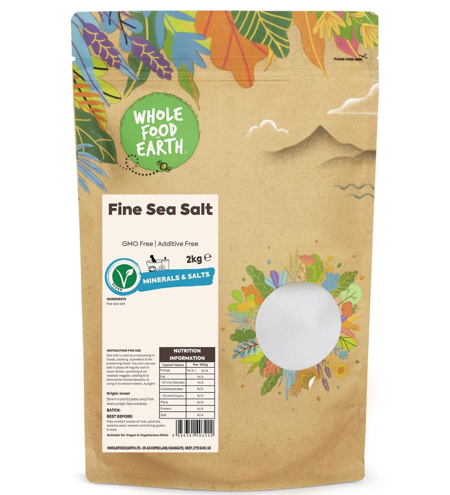 Wholefood Earth Fine Sea Salt 2kg | Non-GMO - Buy Online on GoSupps.com