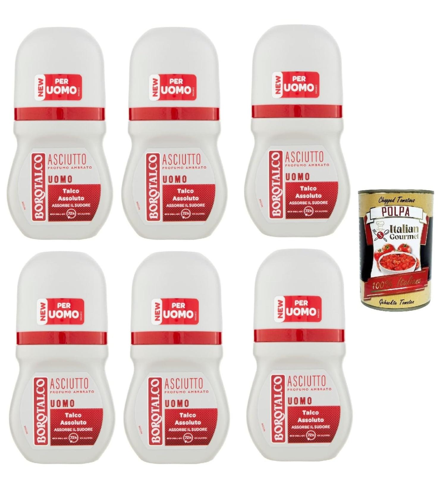  Italian Gourmet E.R. Borotalco Uomo Asciutto Men Amber Roll-On Deodorant 50ml + Pulpa Italian Gourmet 400g Pack of 6 - Buy Online on GoSupps.com