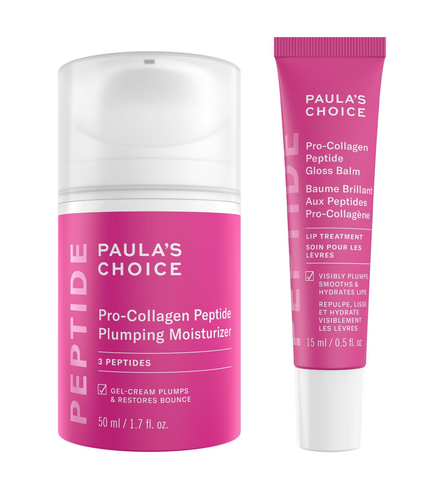 Paula's Choice Pro-Collagen Peptide Plumping Moisturizer Daily Gel-Cream for Deep Lightweight Hydration & Pro-Collagen Peptide Gloss Lip Balm Hydrates & Smooths Lips Sheer Tint Non-Sticky - Buy Online on GoSupps.com