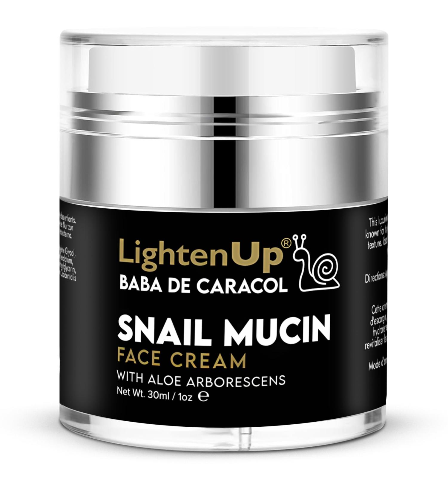 Lighten-Up, 98% Snail Mucin Cream - 1fl oz / 30 ml - Baba de Caracol, Hydrating Night Cream, Pores Remover for Face, Hydrating Creams with Aloe Vera, Shea Butter - Buy Online on GoSupps.com