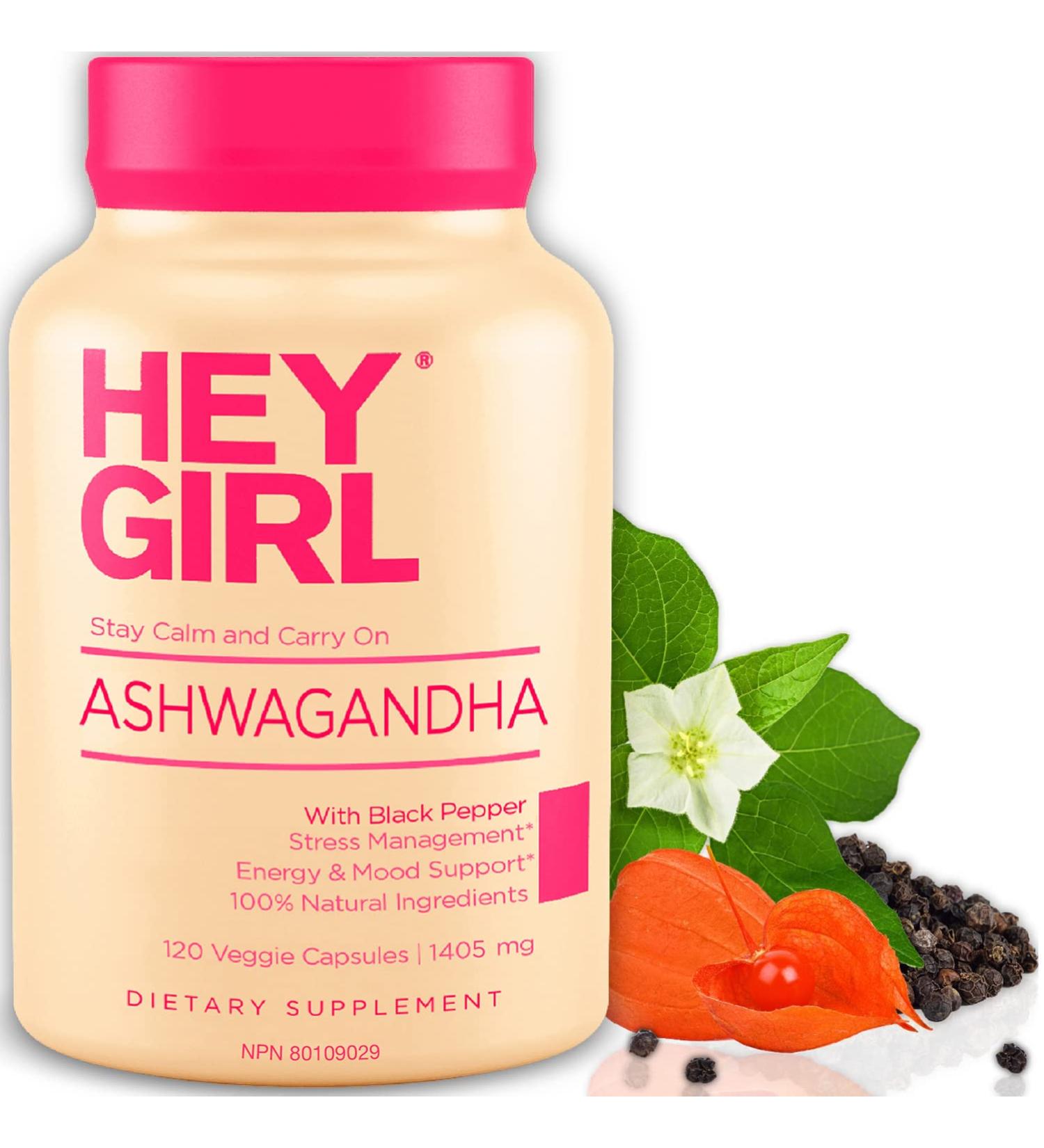 Organic Ashwagandha Root Powder 1405mg with Black Pepper Extract - 120 Capsules for Mood Enhancement, Stress Relief, and Thyroid Support - Buy Online on GoSupps.com