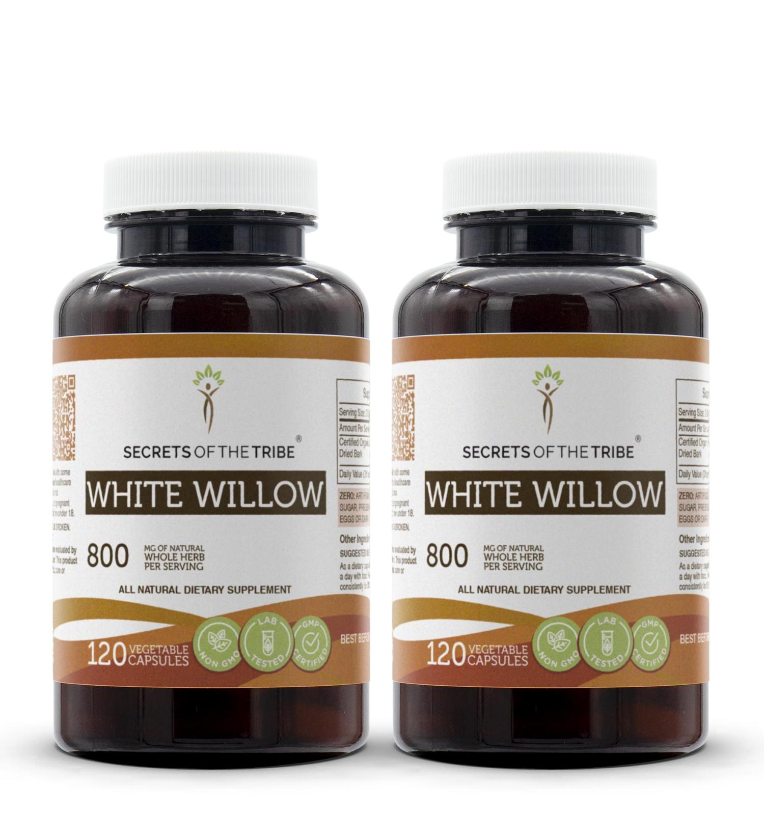 White Willow Capsules 800mg - Salix Alba Dried Bark Supplement - 240 Capsules - Buy Online on GoSupps.com