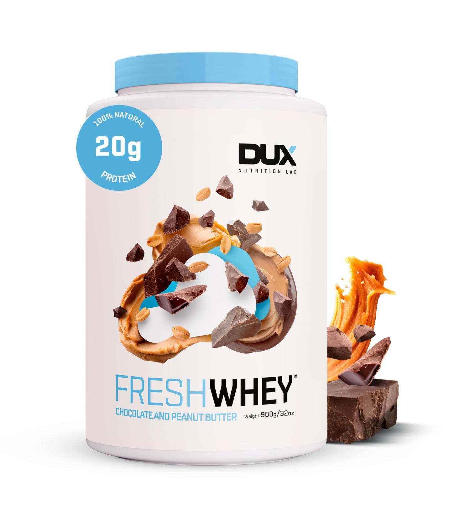 DUX NUTRITION Fresh Whey Protein - Chocolate & Peanut Butter - 20g Protein Amino Acids & Brazilian Fruits - 32oz Pre/Post-Workout Supplement - Buy Online on GoSupps.com