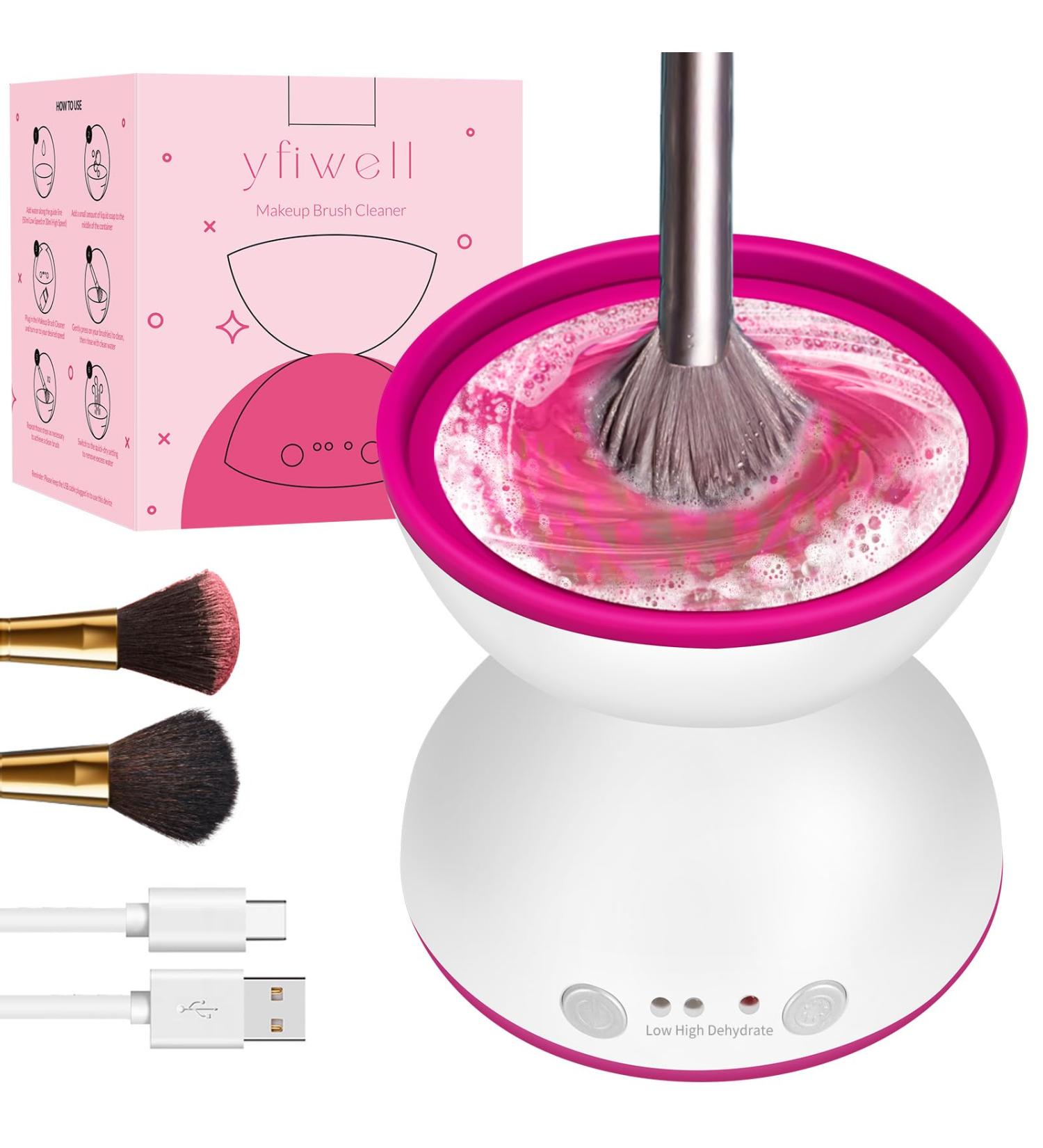 Ultra-Fast Electric Makeup Brush Cleaner & Dryer | Two Speeds USB Powered | Efficient Beauty Tool for Makeup Brush Sets White Rose - Buy Online on GoSupps.com