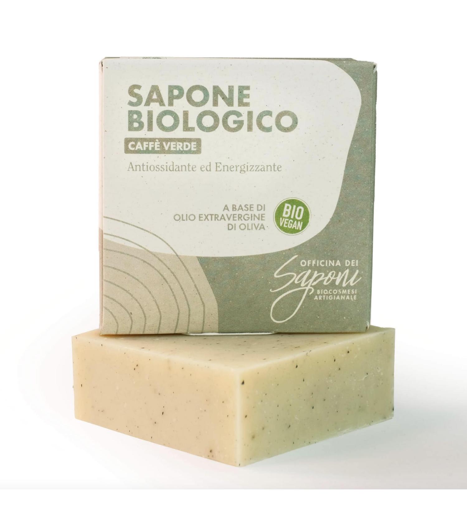 Officina dei Saponi Artisan Organic Antioxidant Soap Green Coffee Based on Tuscan Organic Extra Virgin Olive Oil Vegan 100 g