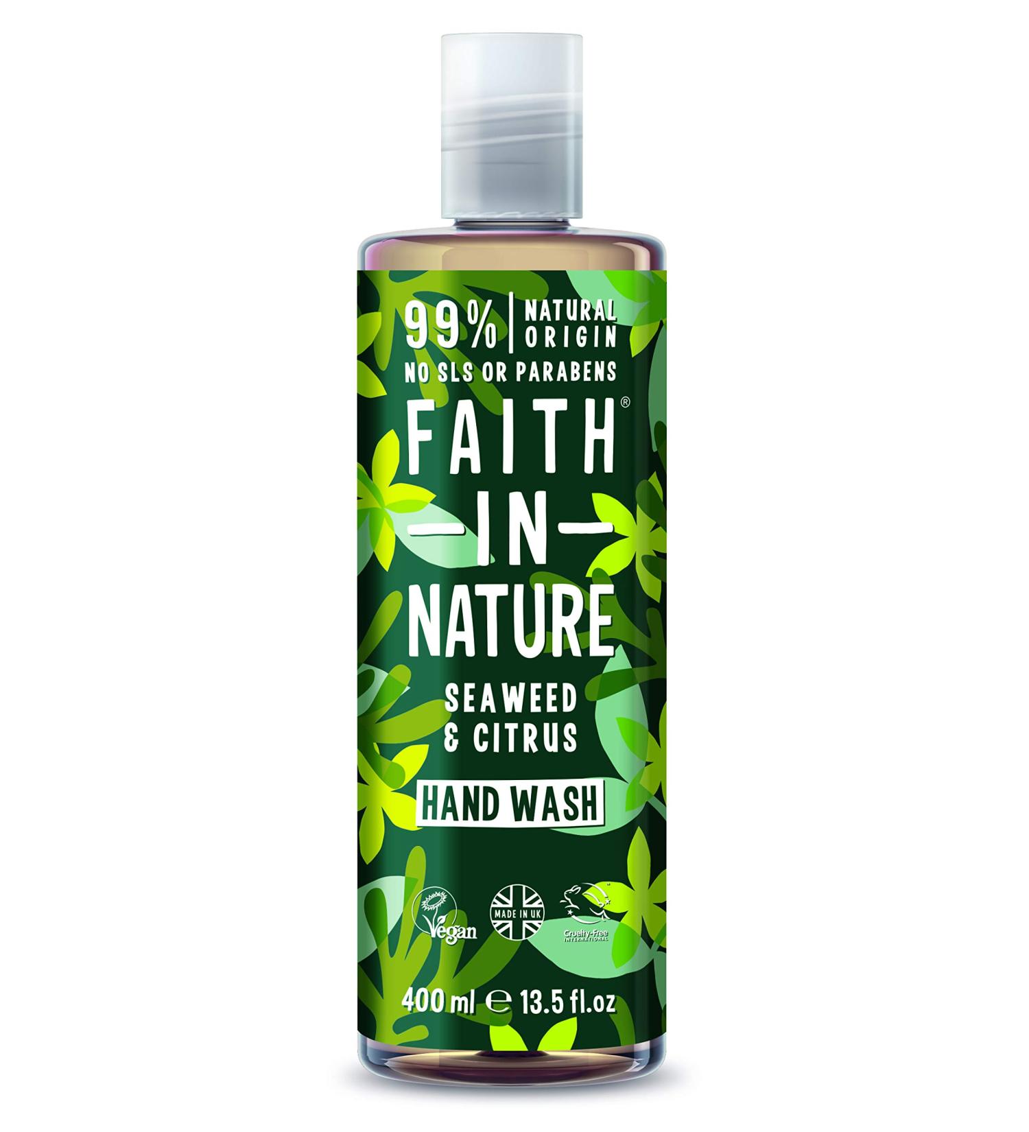Faith In Nature Seaweed & Citrus Hand Wash 400ml - Vegan, Cruelty-Free, Detoxifying - No SLS or Parabens - Buy Online on GoSupps.com