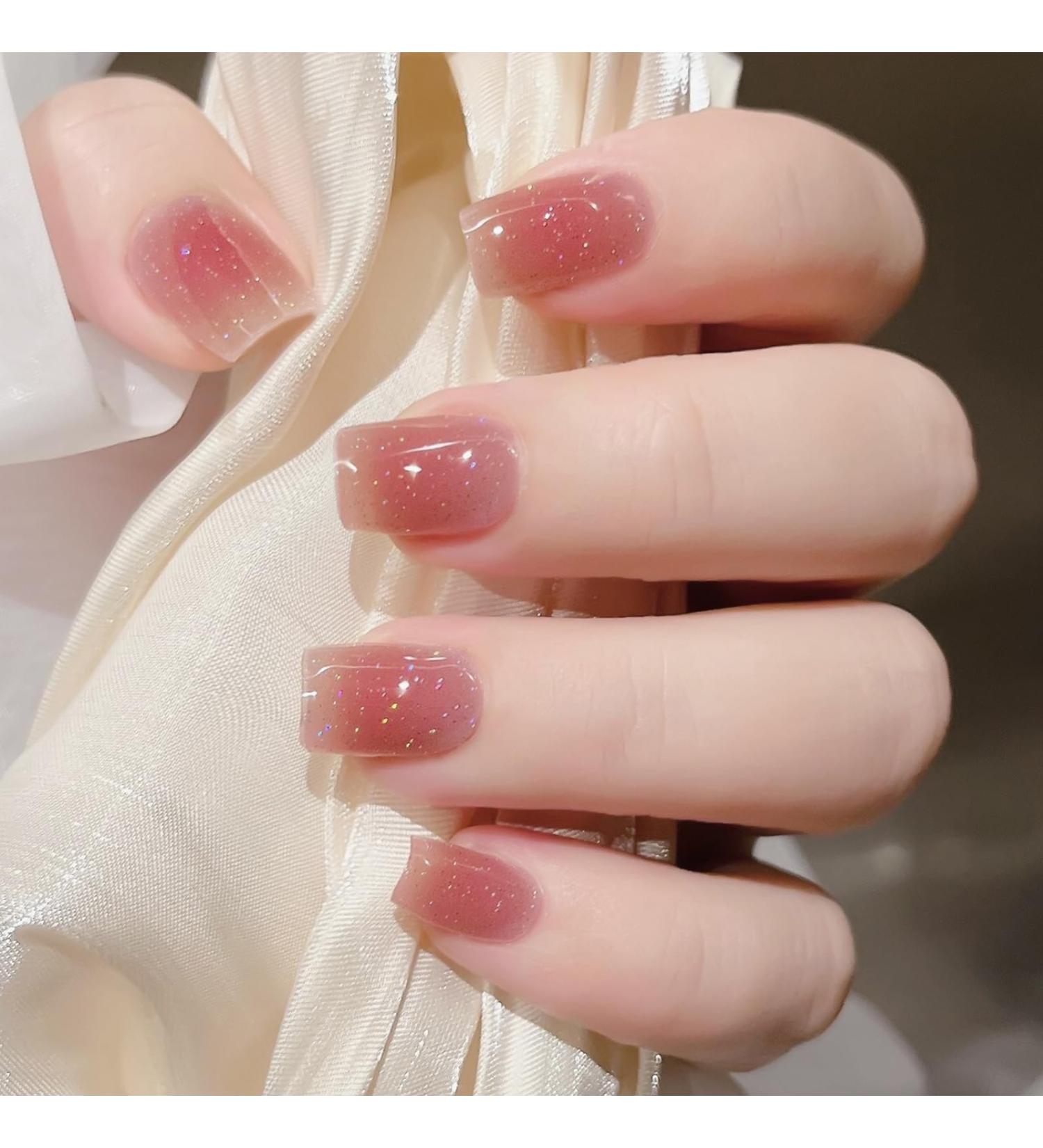 20Pcs Semi Cured Gel Nail Strips Soft Self-Adhesive Gel Nail Stickers Long-Lasting Waterproof Gel Nail Polish Wraps Salon-Quality Manicure Set for Women Girls Kids DIY Decorations - Blush Shimmer - Buy Online on GoSupps.com