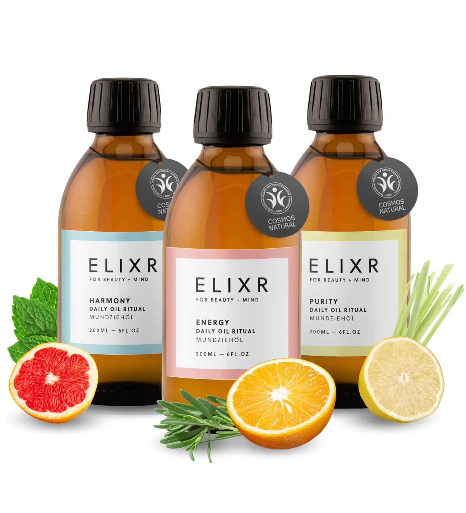Buy ELIXR Ayurvedic Mouthwash Set - 3 Natural Oil Mouthpieces for Harmony & Purity - Certified German Cosmetics (3 x 200ml) - International Shipping Available - Buy Online on GoSupps.com