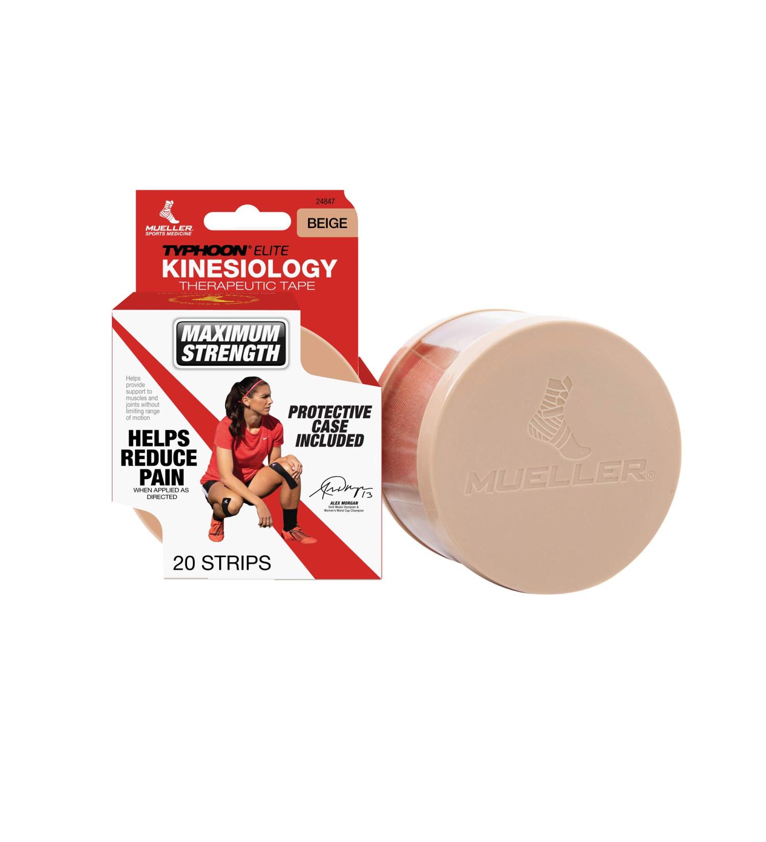 Mueller Sports Medicine Typhoon Elite Kinesiology Therapeutic Tape Pre-Cut I-Strips Beige 20 Count - Buy Online on GoSupps.com