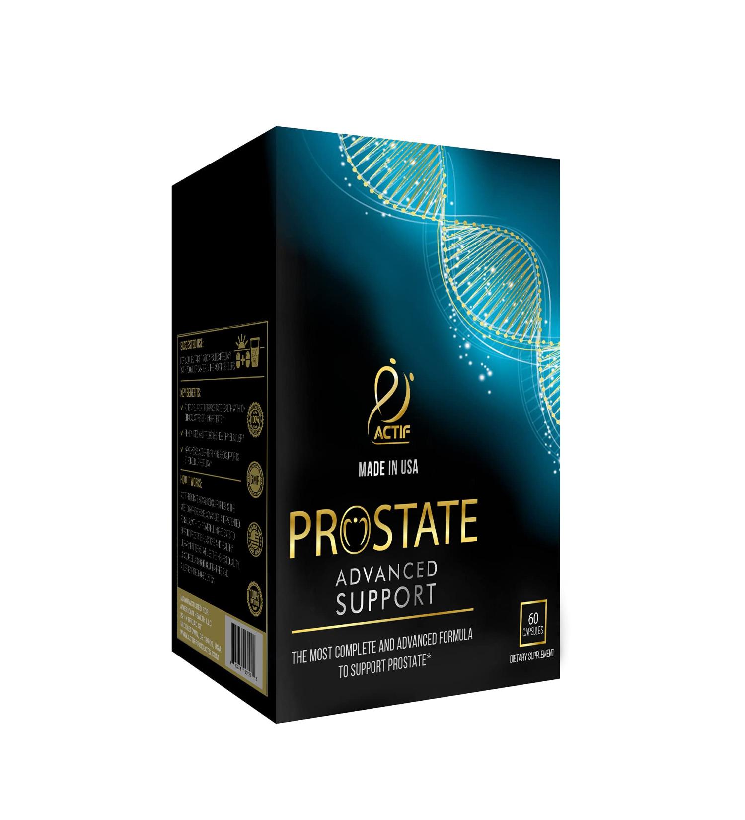 Actif Prostate Advanced Support | 60 Capsules | Made in USA | Non-GMO | 20+ Factors for Complete Prostate Health - Buy Online on GoSupps.com