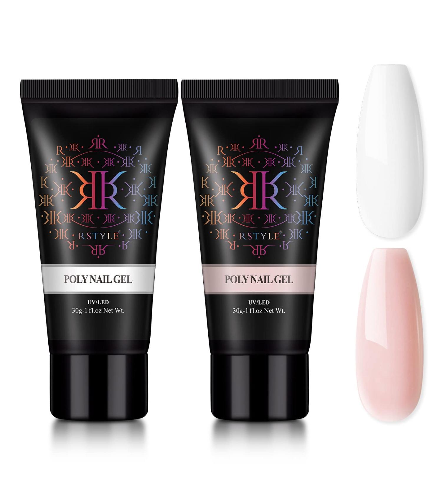 Rstyle Poly Nail Gel - 2x30ml Pink Art Acrylic Gel for Perfect Nails | UV/LED Manicure & Nail Extensions | Professional Strength & Natural Look - Buy Online on GoSupps.com