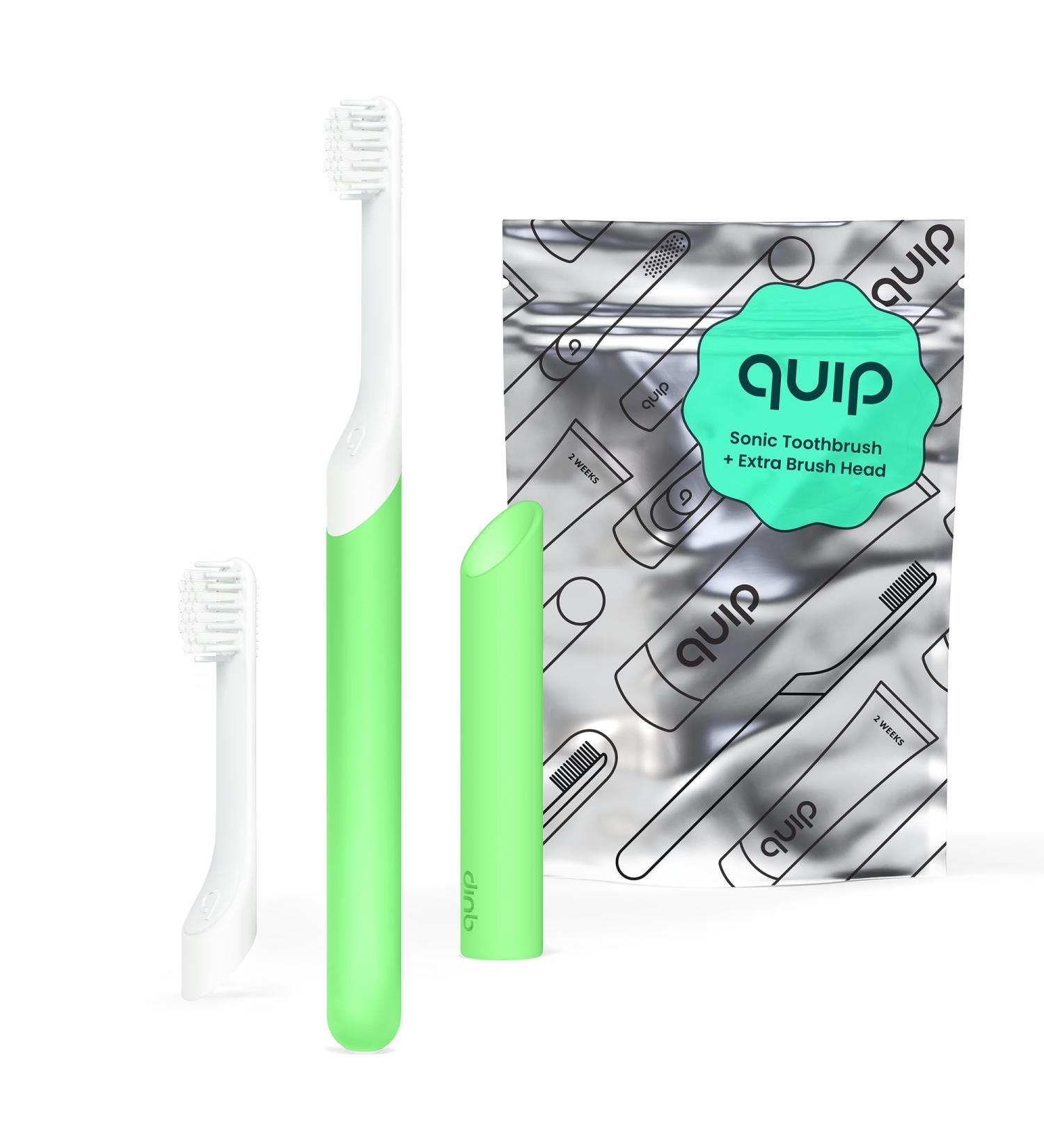 Buy Quip Sonic Toothbrush for Kids - Glow in the Dark Green Extra Brush Head Travel Cover Soft Bristles 3-Month Battery Life - Ships Worldwide - Buy Online on GoSupps.com