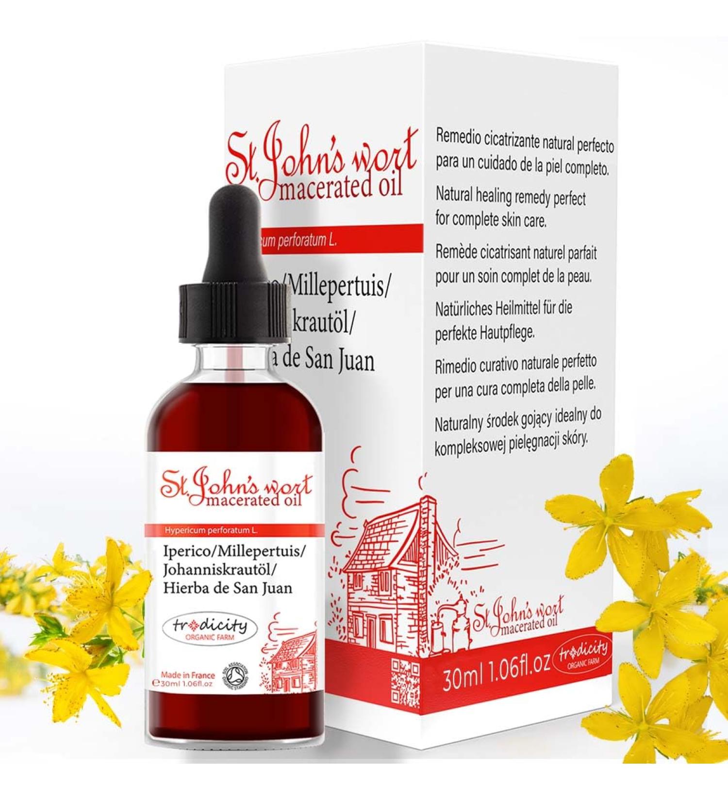 Strong Johanniskraut Oil - Multi-Purpose Massage Oil for Skin Hair Cellulite & Stretch Marks | 30ml Face & Body Treatment - Buy Online on GoSupps.com