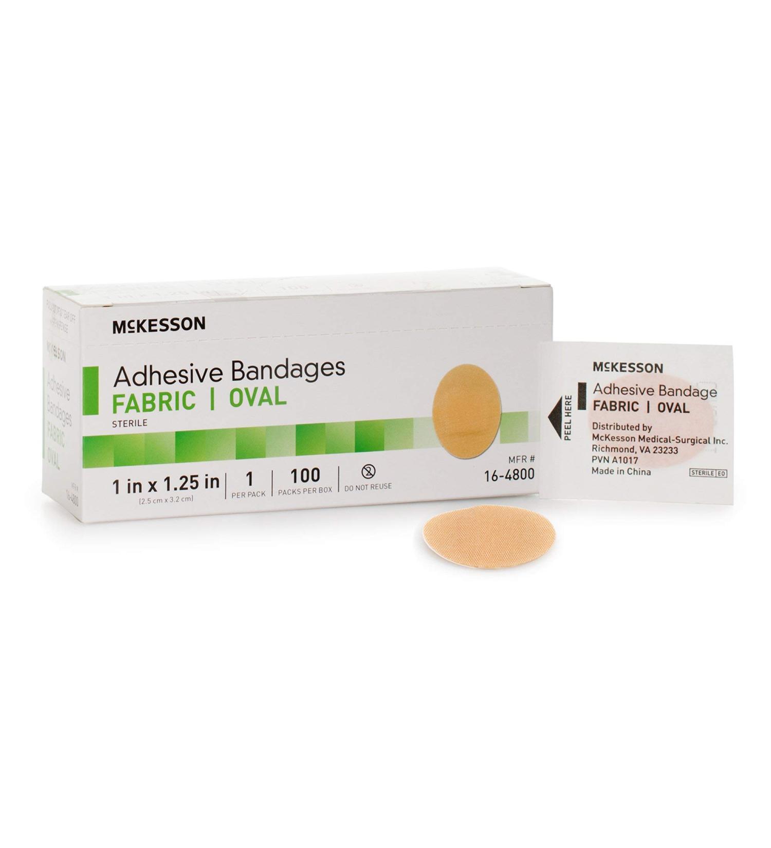 McKesson Sterile Fabric Oval Adhesive Bandages, 1 x 1-1/4 - 100 Count, 1 Pack - Buy Online on GoSupps.com