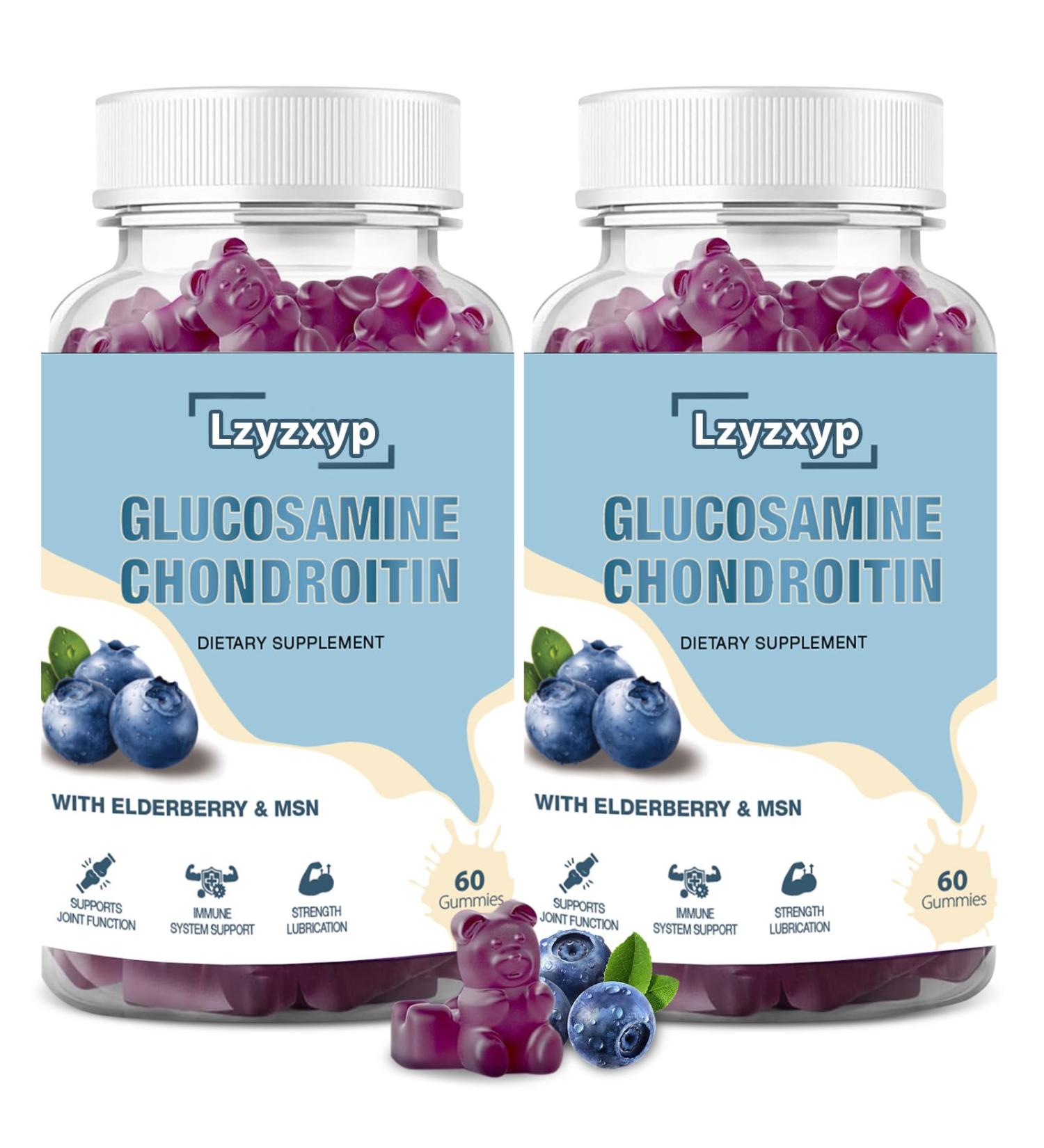 Lzyzxyp 2Packs 3000mg Glucosamine Chondroitin Gummies with MSM & Elderberry - Extra Strength Antioxidant Immune Support Supplement Joint Health Flexibility for Adults Men & Women 120Cts (2) - Buy Online on GoSupps.com