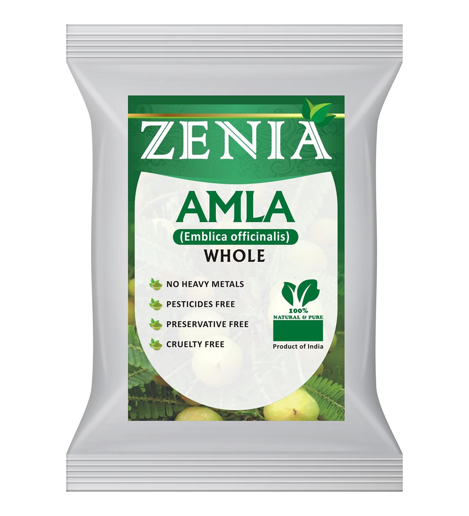 Zenia 100% Pure Whole Dried Amla Herb 100g - Raw Edible Grade for Herbal Hair Treatment - Buy Online on GoSupps.com